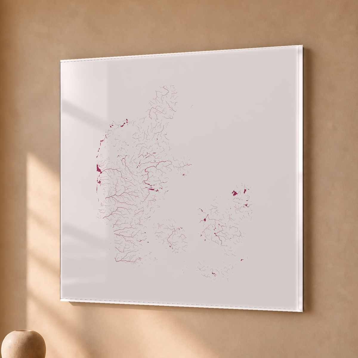 Beautiful Rivers — Dinamarca — Ameixa e rosé, Acrílico · 50 × 50 cm, Sem margem
