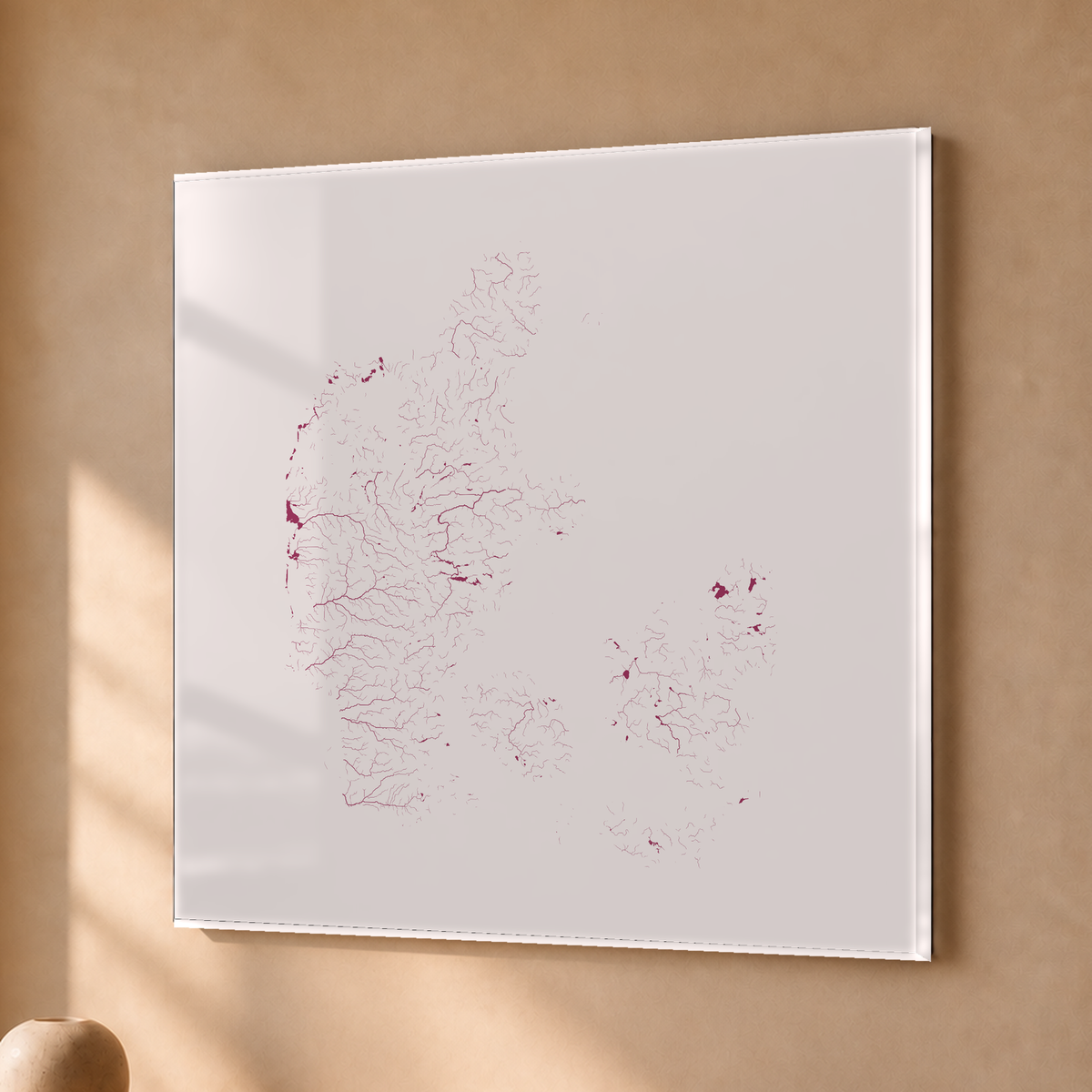 Beautiful Rivers — Dinamarca — Ameixa e rosé, Acrílico · 76 × 76 cm, Sem margem