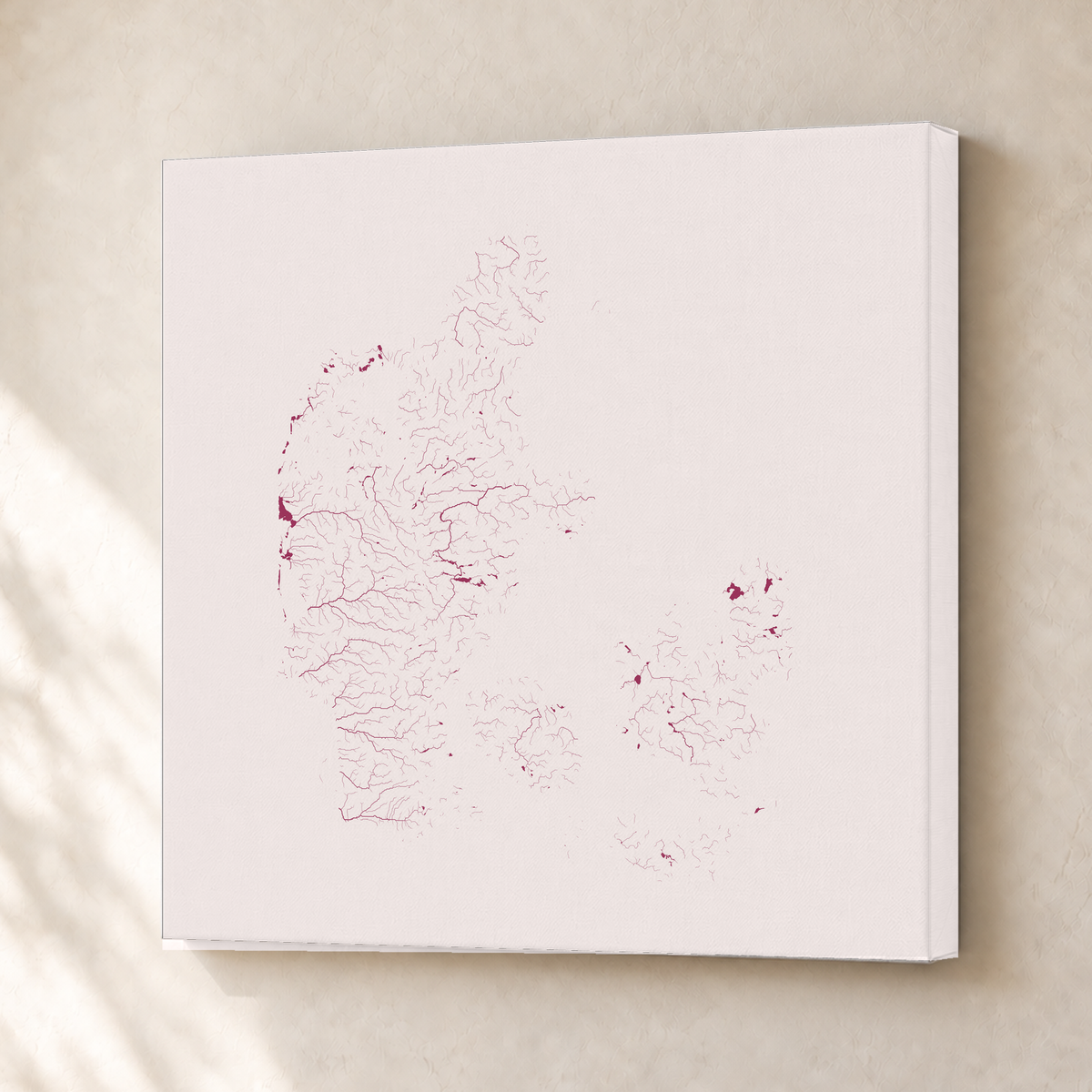 Beautiful Rivers — Dinamarca — Ameixa e rosé, Canvas · 30 × 30 cm, Sem margem