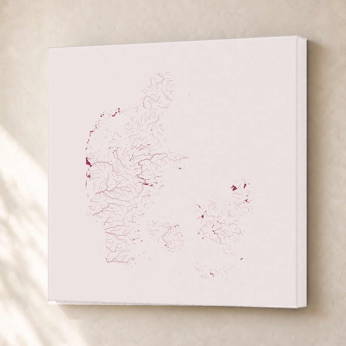 Beautiful Rivers — Dinamarca — Ameixa e rosé, Canvas · 50 × 50 cm, Sem margem