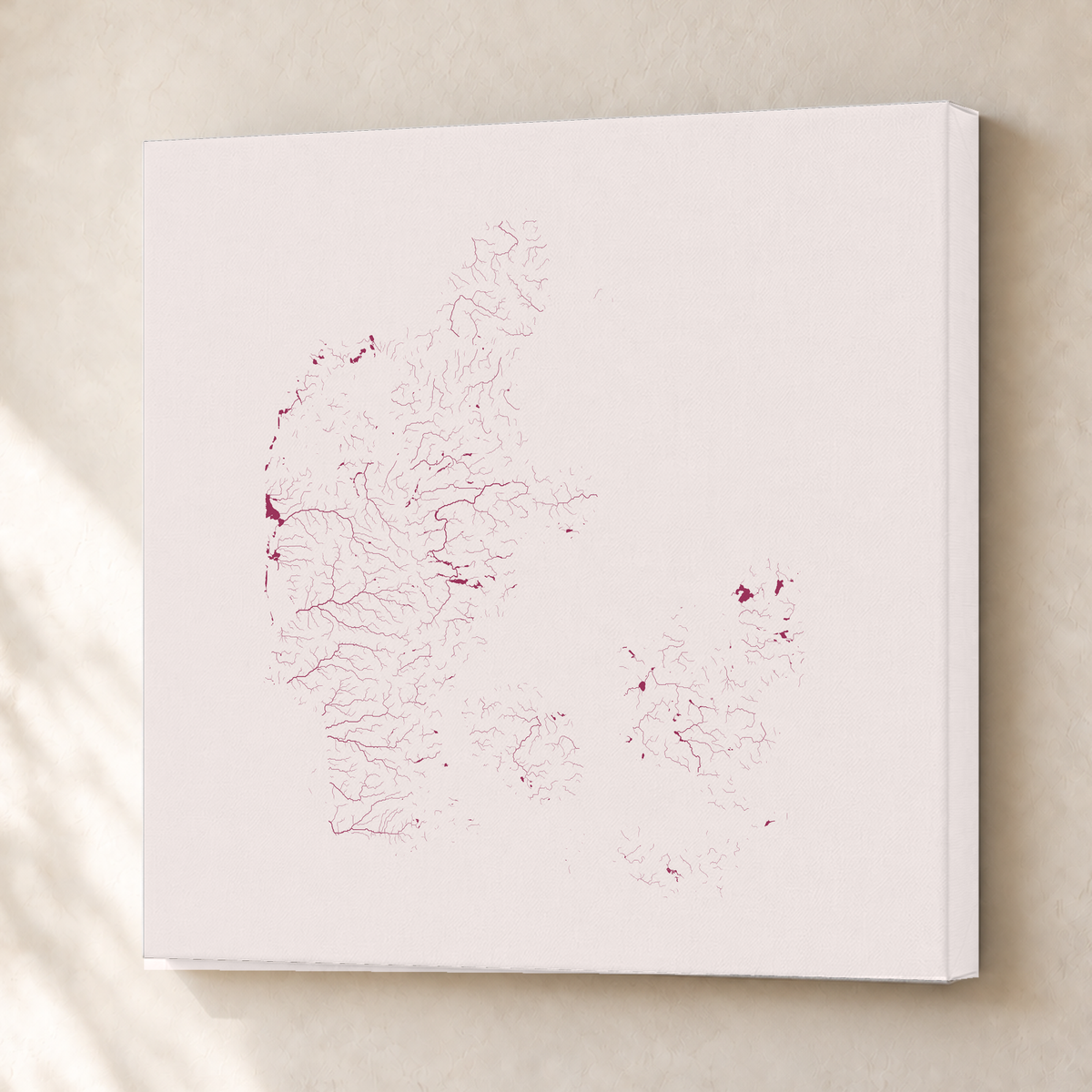 Beautiful Rivers — Dinamarca — Ameixa e rosé, Canvas · 76 × 76 cm, Sem margem