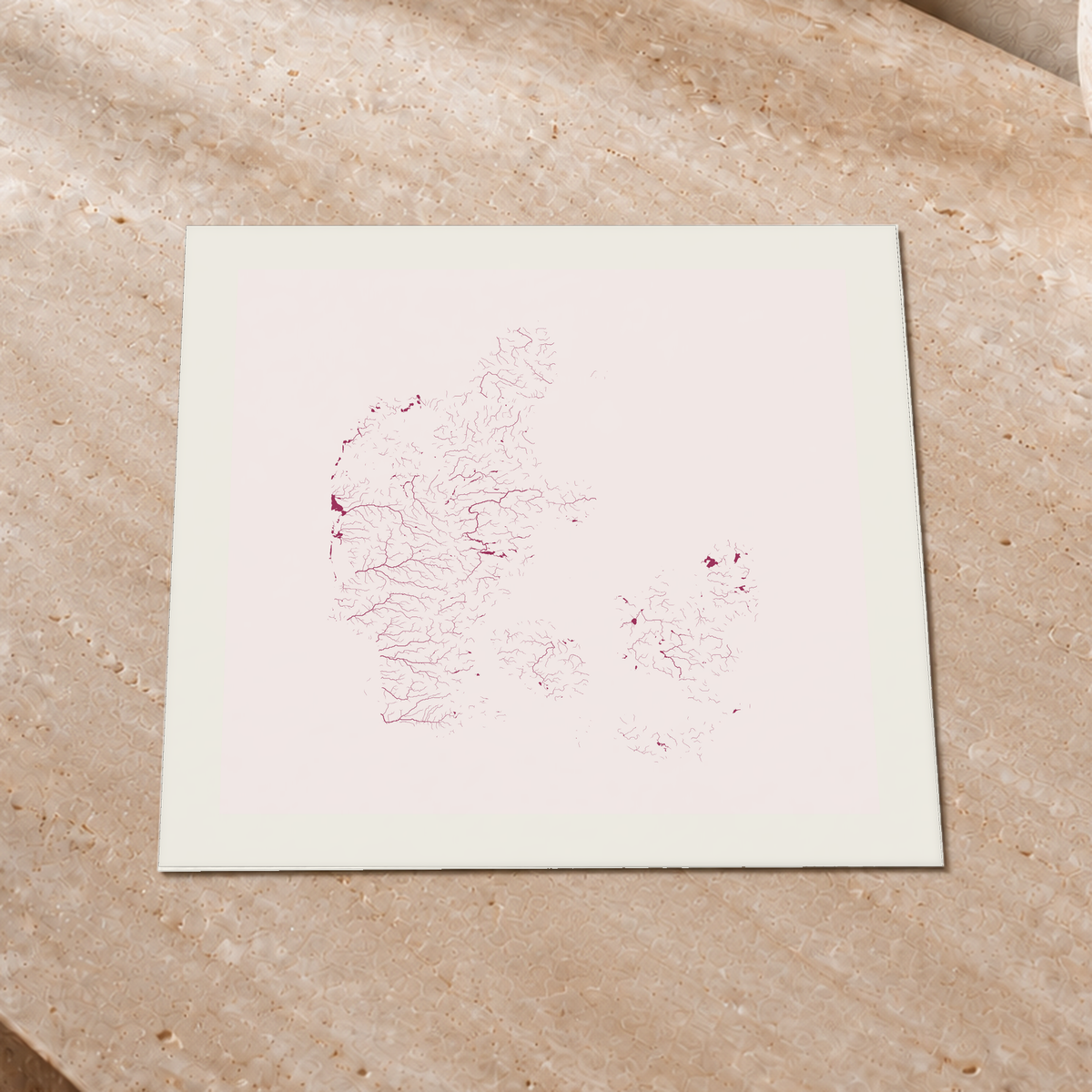 Beautiful Rivers — Dinamarca — Ameixa e rosé, Impressão fine art · 30 × 30 cm, Margem branca