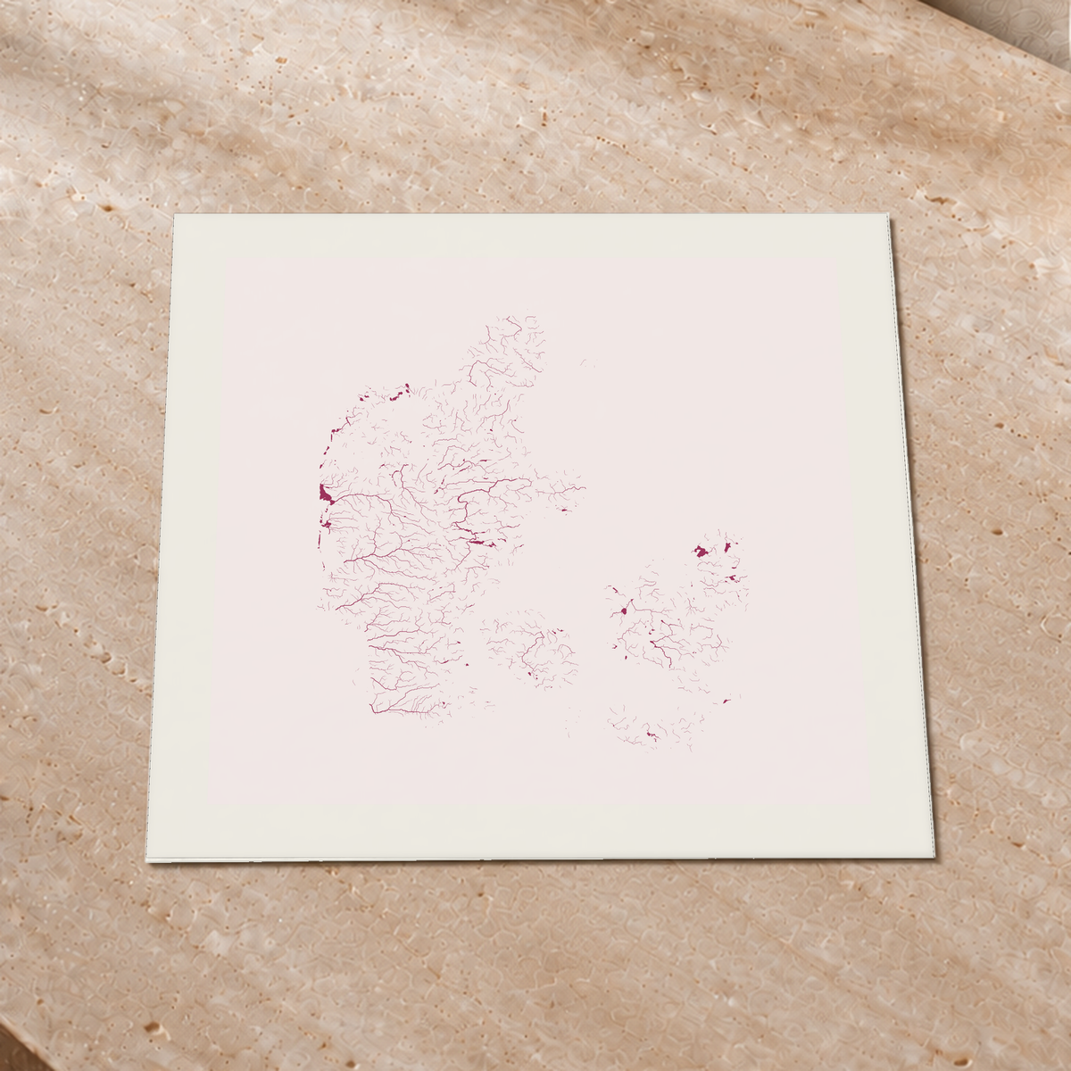 Beautiful Rivers — Dinamarca — Ameixa e rosé, Impressão fine art · 50 × 50 cm, Margem branca