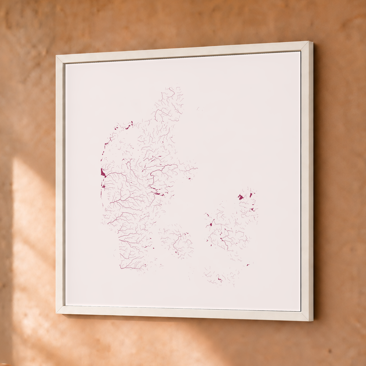 Beautiful Rivers — Dinamarca — Ameixa e rosé, Fine art emoldurado · 30 × 30 cm, Branco · Sem margem