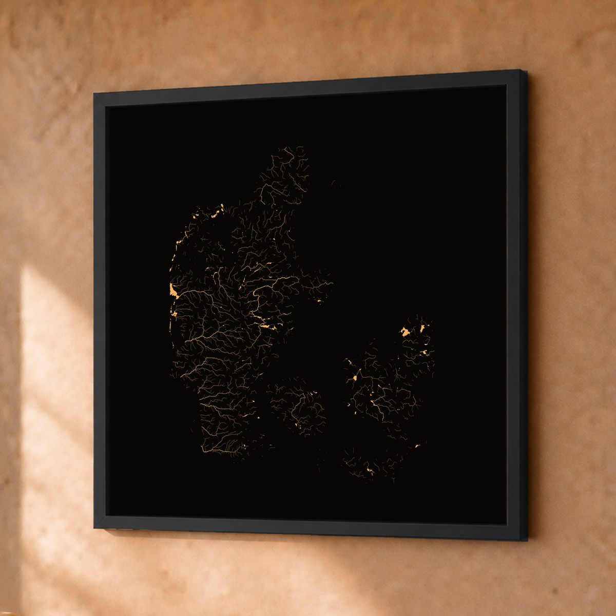 Beautiful Rivers — Dinamarca — Cobre, Fine art emoldurado · 30 × 30 cm, Preto · Sem margem