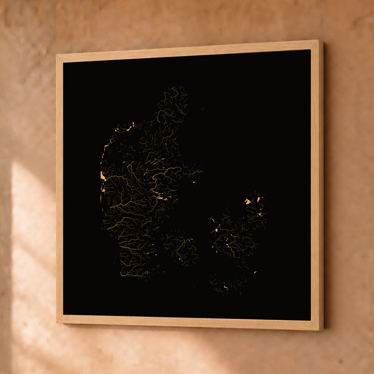 Beautiful Rivers — Dinamarca — Cobre, Fine art emoldurado · 50 × 50 cm, Natural · Sem margem