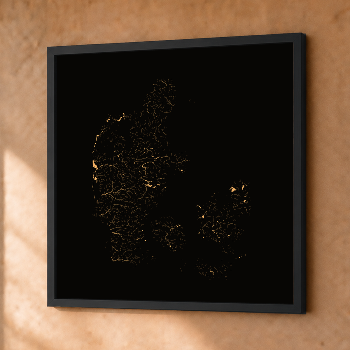 Beautiful Rivers — Dinamarca — Cobre, Fine art emoldurado · 76 × 76 cm, Preto · Sem margem