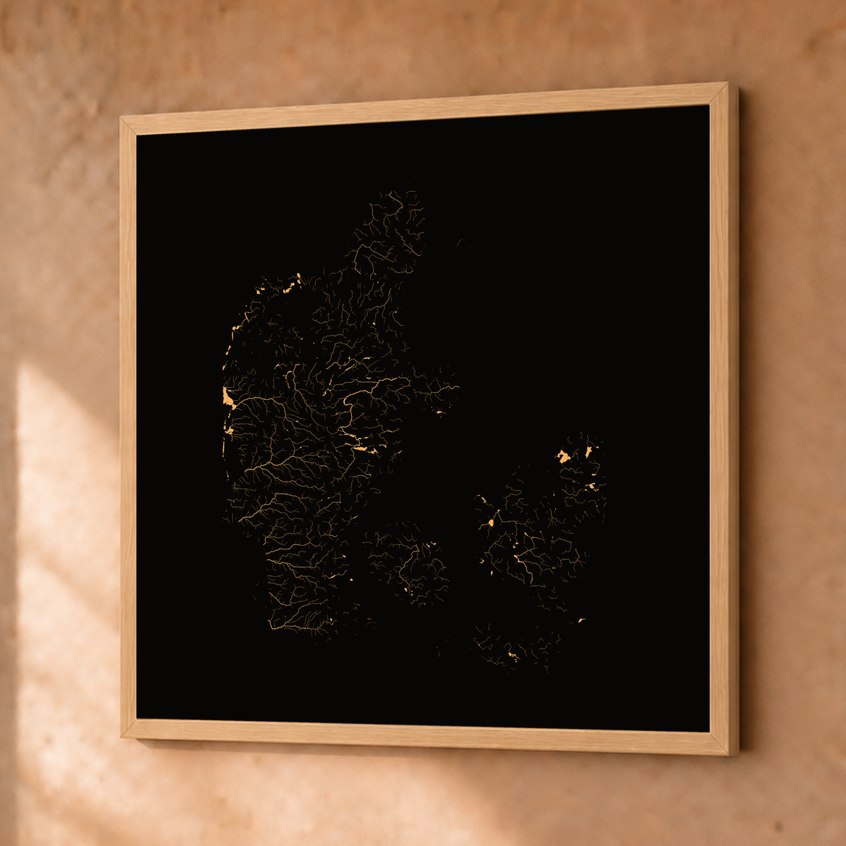 Beautiful Rivers — Dinamarca — Cobre, Fine art emoldurado · 76 × 76 cm, Natural · Sem margem