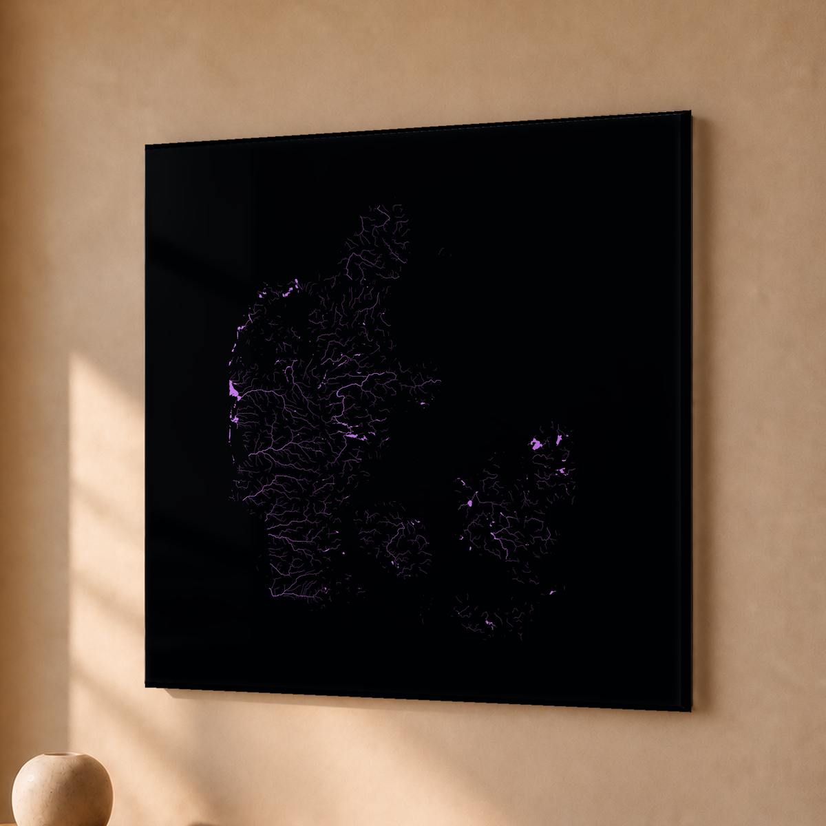 Beautiful Rivers — Dinamarca — Neon hidrográfico, Acrílico · 30 × 30 cm, Sem margem