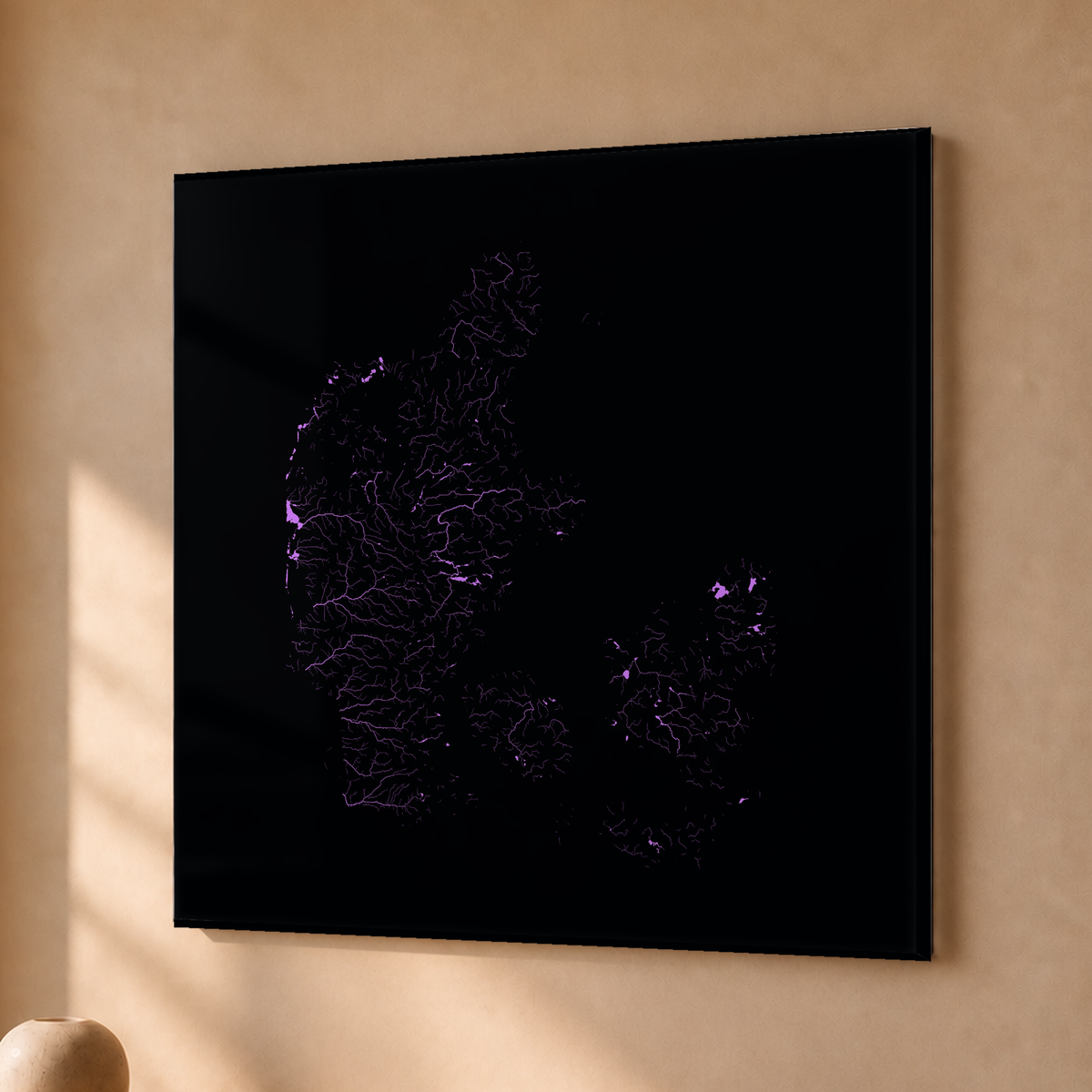 Beautiful Rivers — Dinamarca — Neon hidrográfico, Acrílico · 76 × 76 cm, Sem margem