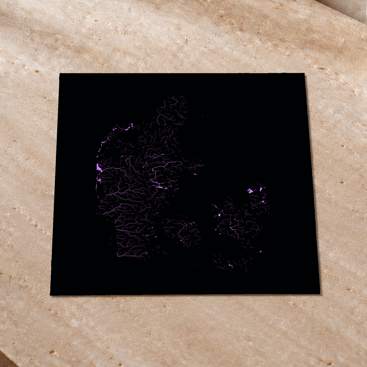 Beautiful Rivers — Dinamarca — Neon hidrográfico, Impressão fine art · 50 × 50 cm, Sem margem