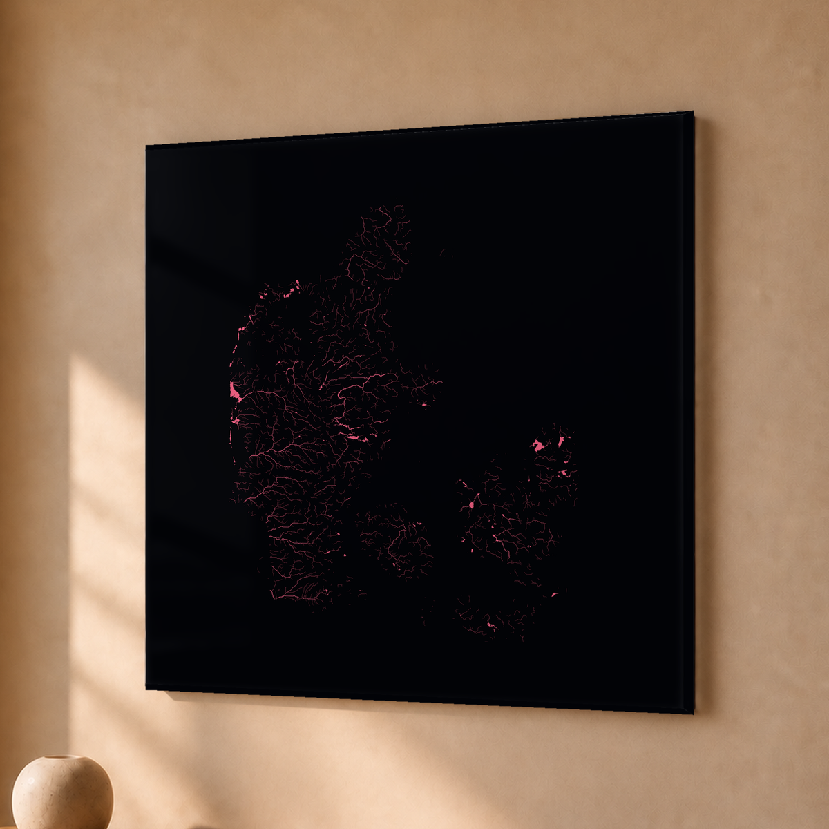 Beautiful Rivers — Dinamarca — Neon por território, Acrílico · 30 × 30 cm, Sem margem