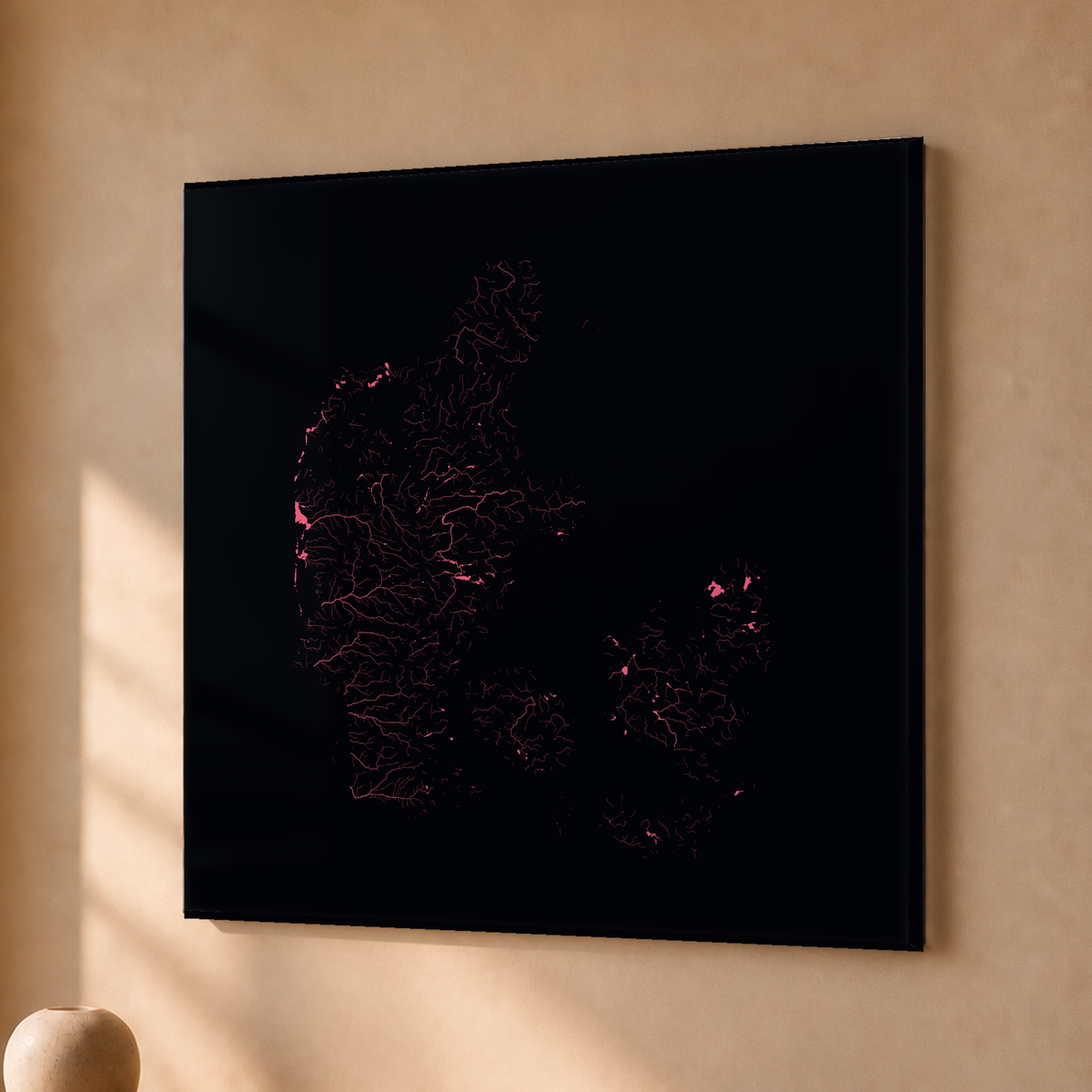 Beautiful Rivers — Dinamarca — Neon por território, Acrílico · 50 × 50 cm, Sem margem