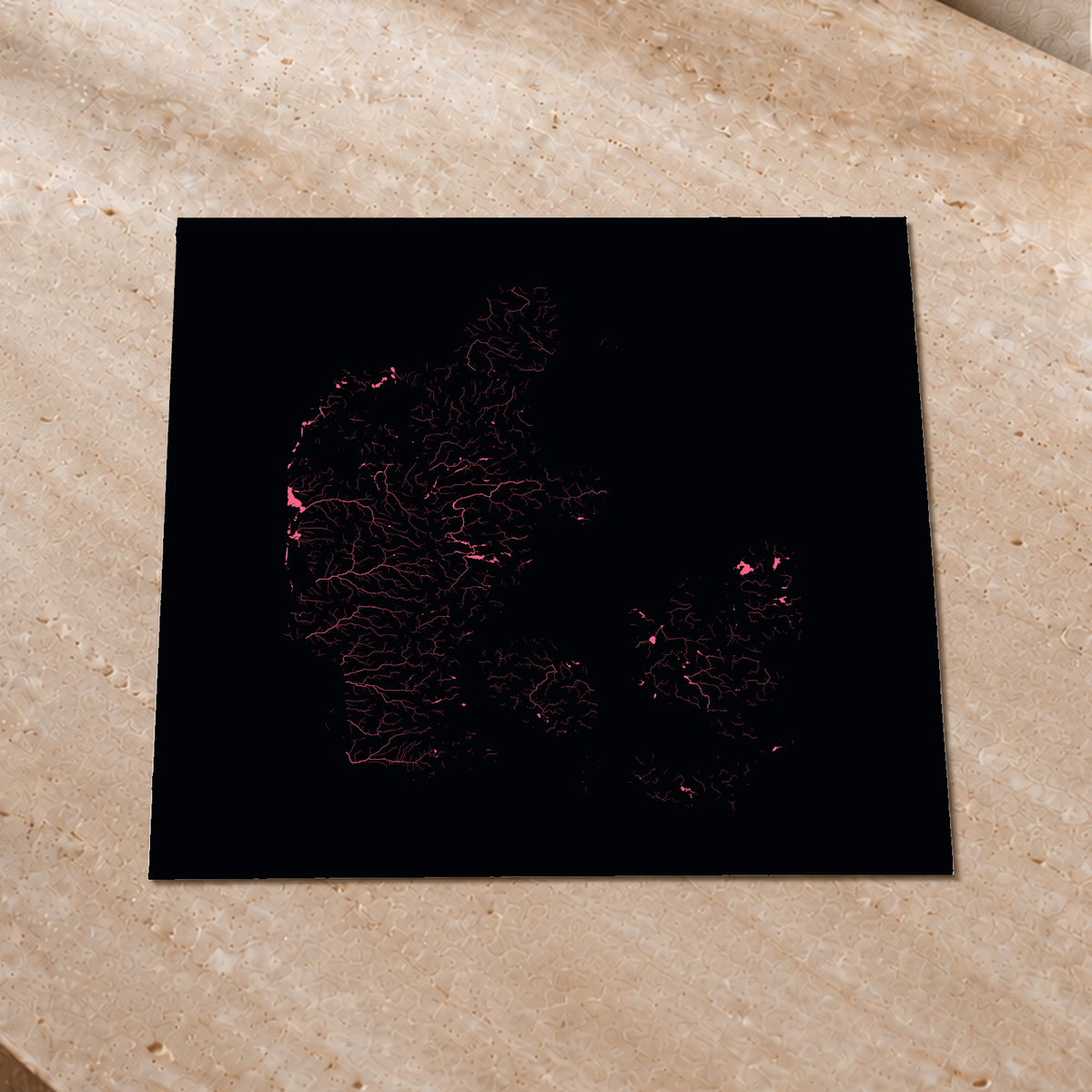 Beautiful Rivers — Dinamarca — Neon por território, Impressão fine art · 50 × 50 cm, Sem margem