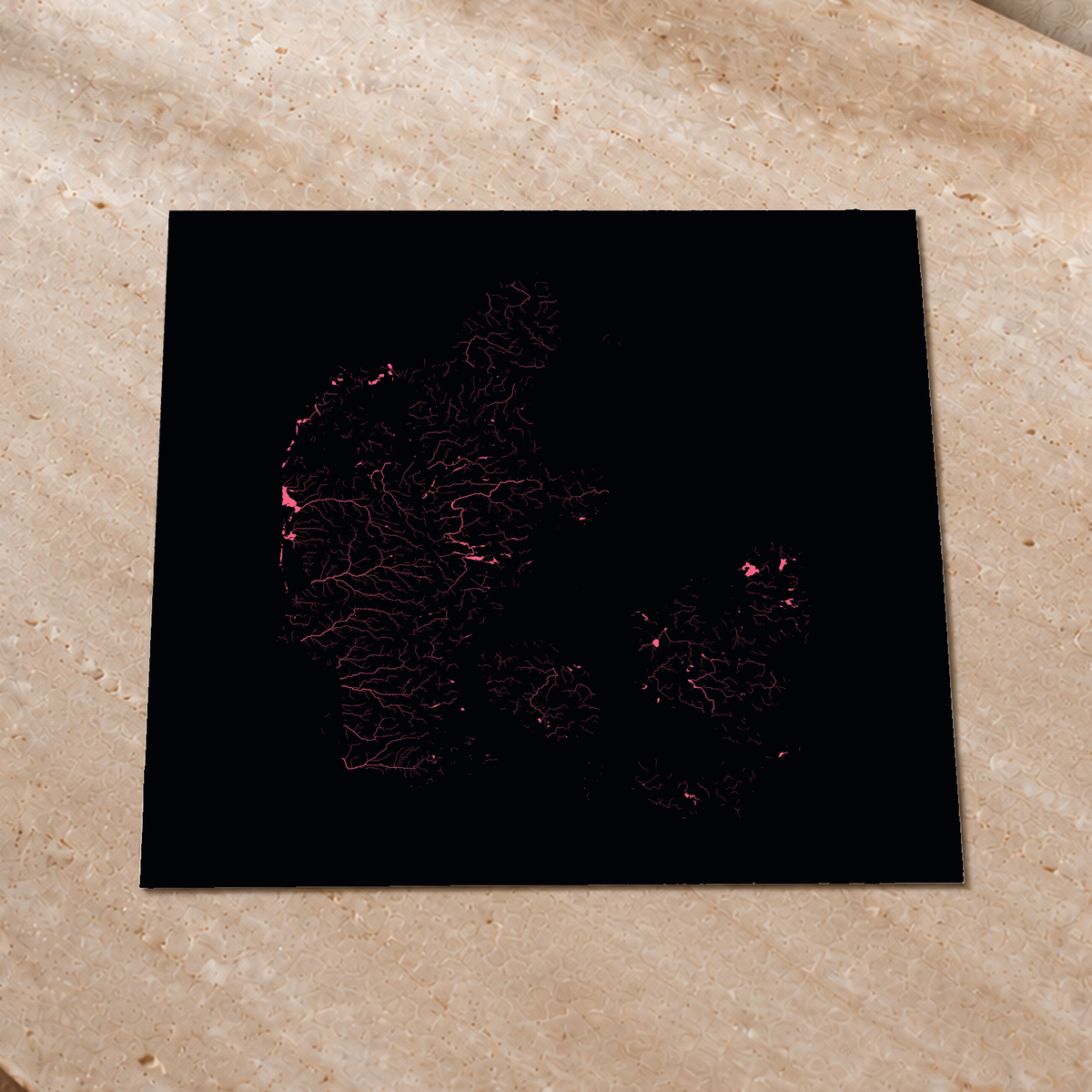 Beautiful Rivers — Dinamarca — Neon por território, Impressão fine art · 76 × 76 cm, Sem margem