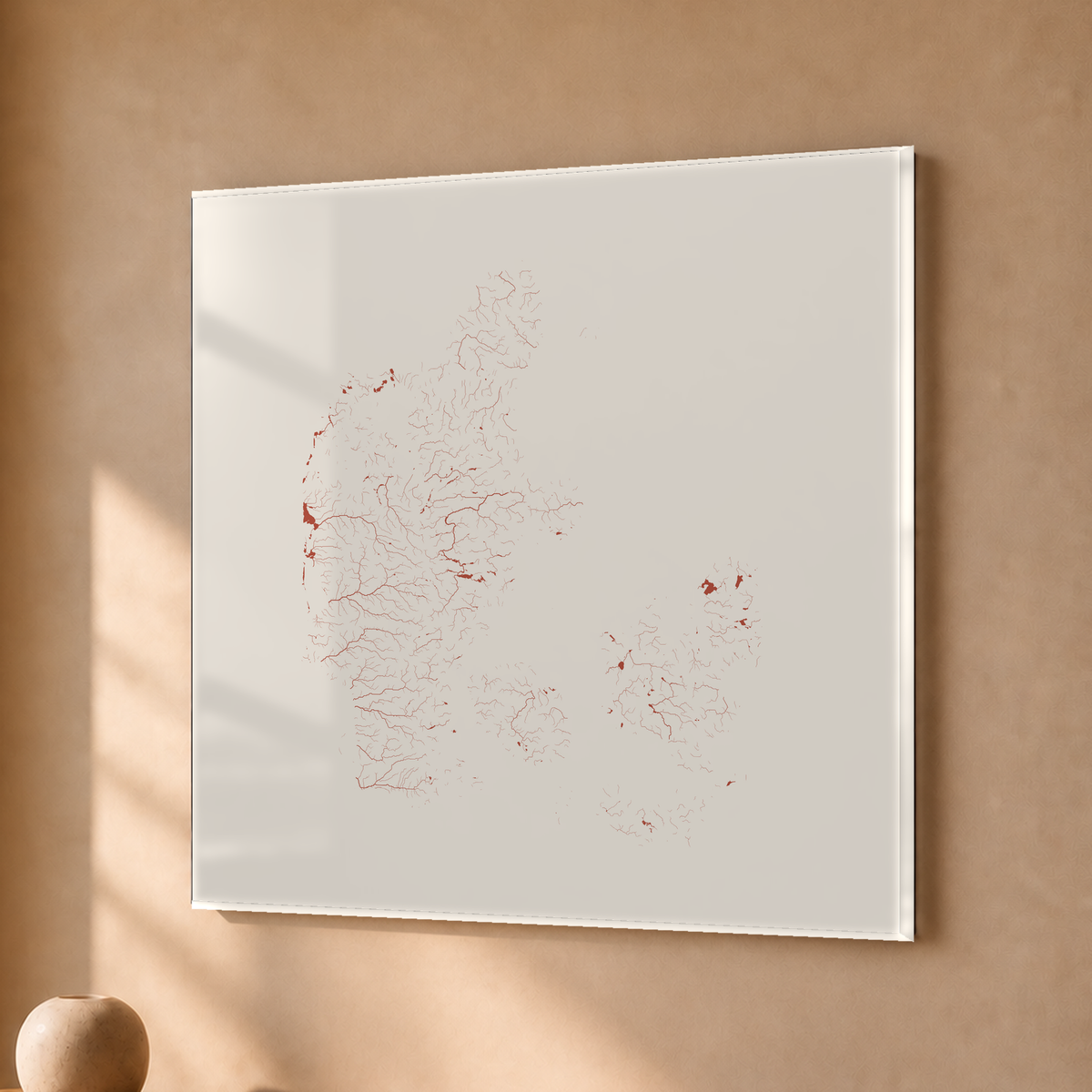 Beautiful Rivers — Dinamarca — Terracota e areia, Acrílico · 30 × 30 cm, Sem margem