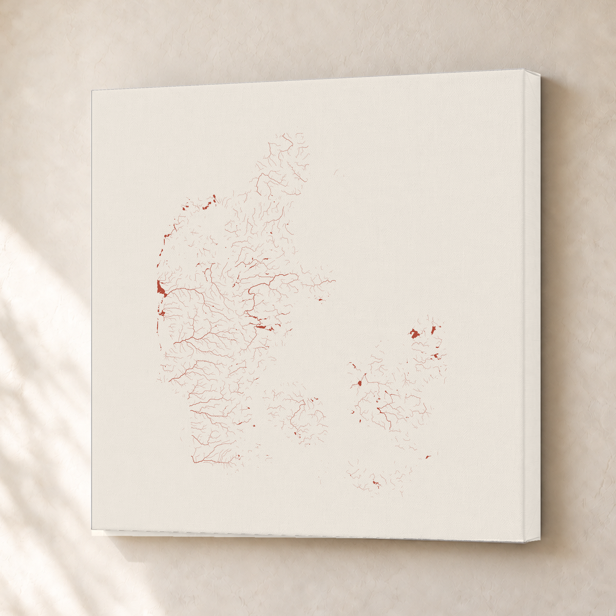 Beautiful Rivers — Dinamarca — Terracota e areia, Canvas · 30 × 30 cm, Sem margem