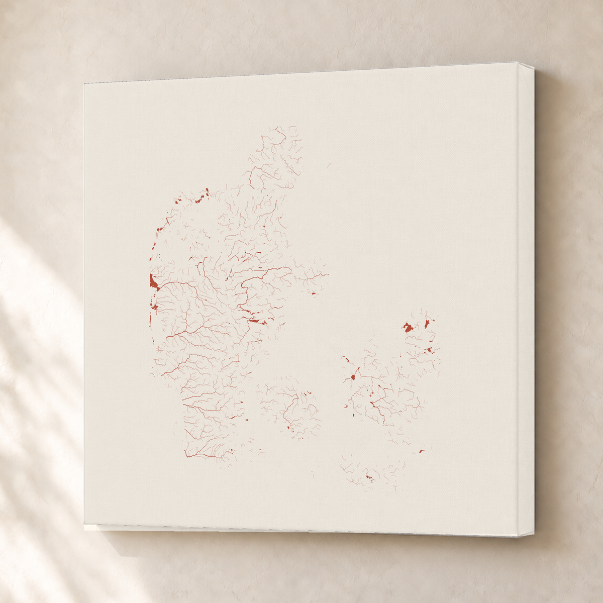 Beautiful Rivers — Dinamarca — Terracota e areia, Canvas · 50 × 50 cm, Sem margem