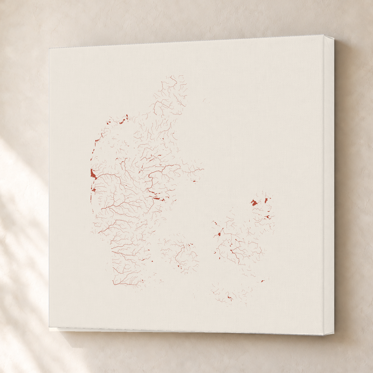 Beautiful Rivers — Dinamarca — Terracota e areia, Canvas · 76 × 76 cm, Sem margem