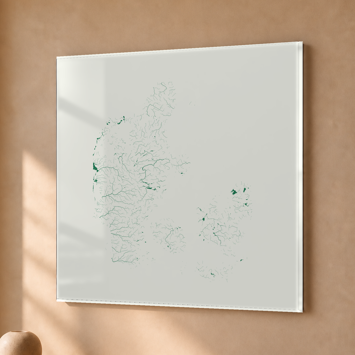 Beautiful Rivers — Dinamarca — Verde jade e porcelana, Acrílico · 76 × 76 cm, Sem margem
