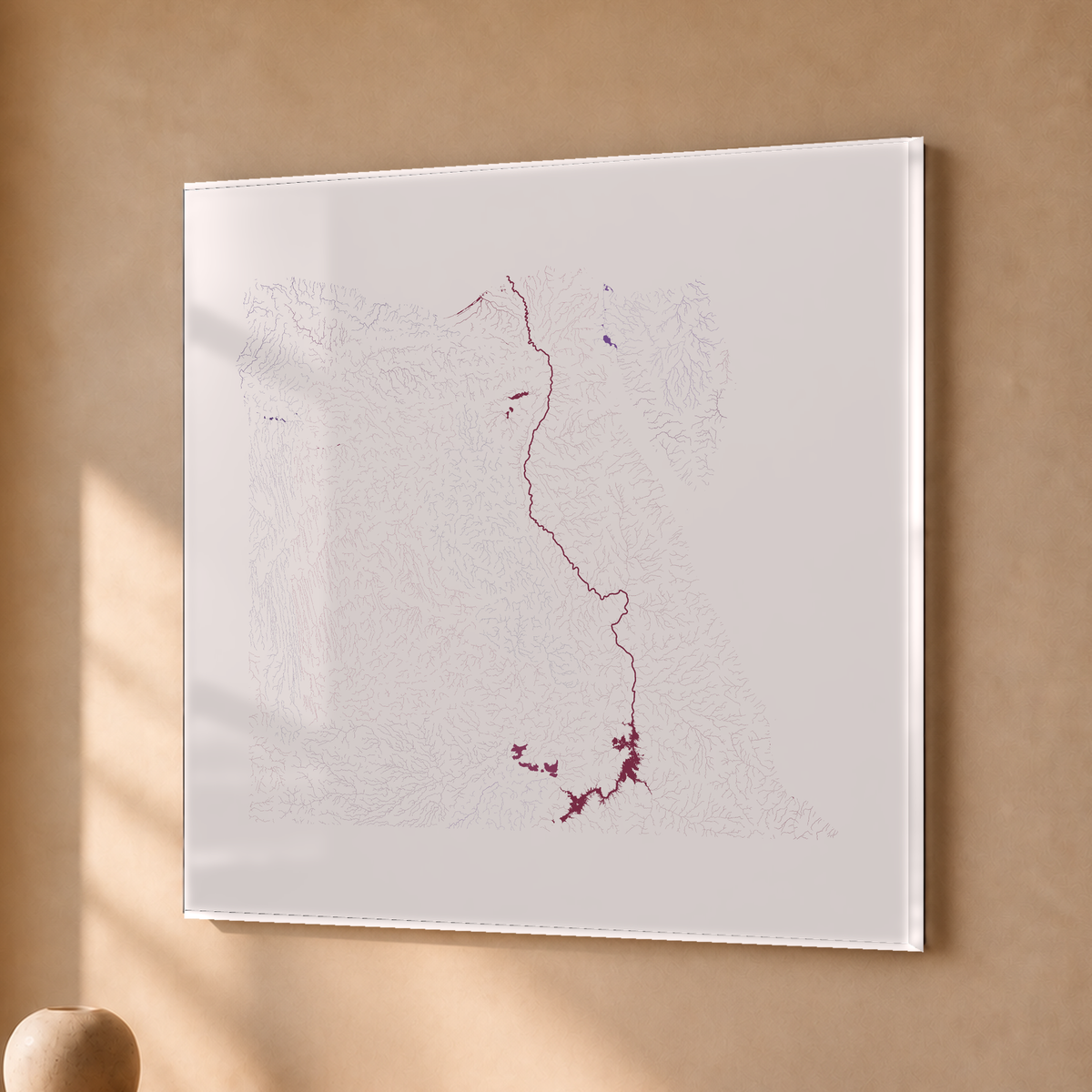 Beautiful Rivers — Egito — Ameixa e rosé, Acrílico · 50 × 50 cm, Sem margem