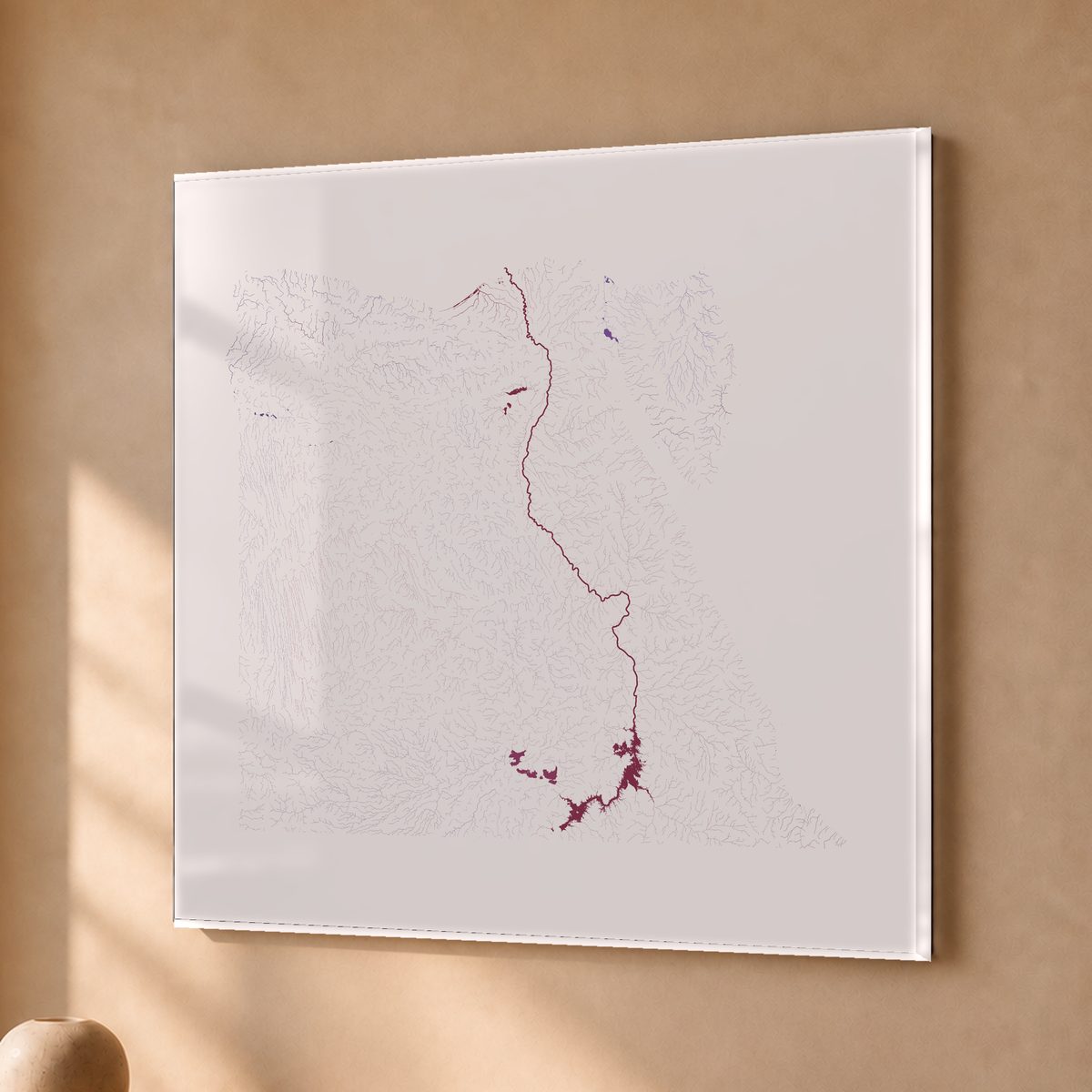 Beautiful Rivers — Egito — Ameixa e rosé, Acrílico · 76 × 76 cm, Sem margem