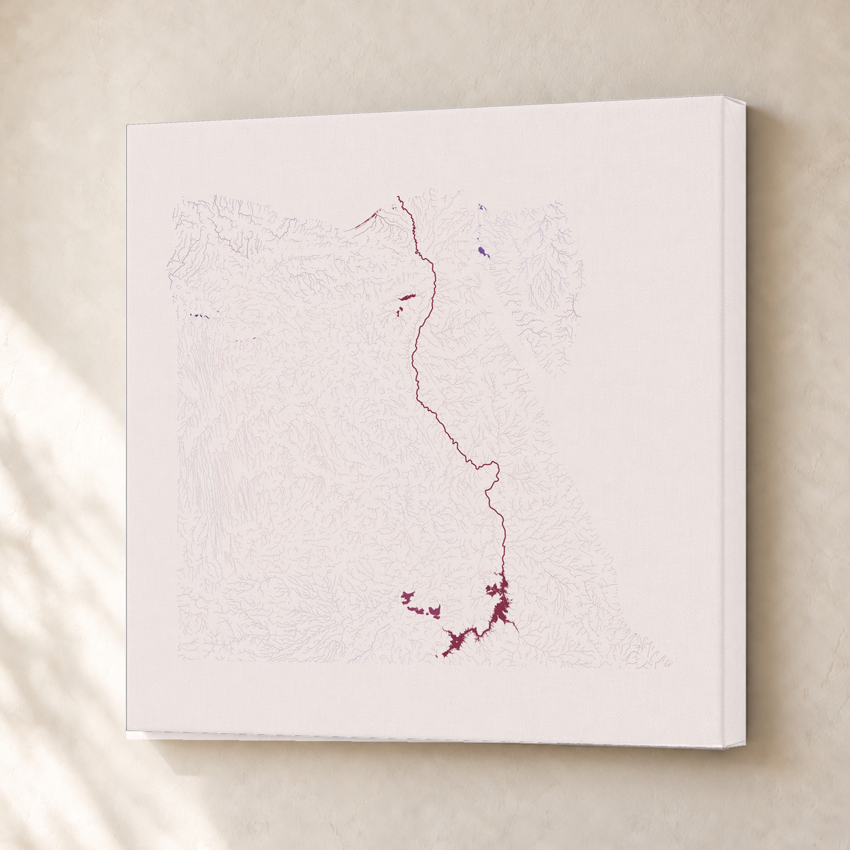 Beautiful Rivers — Egito — Ameixa e rosé, Canvas · 30 × 30 cm, Sem margem