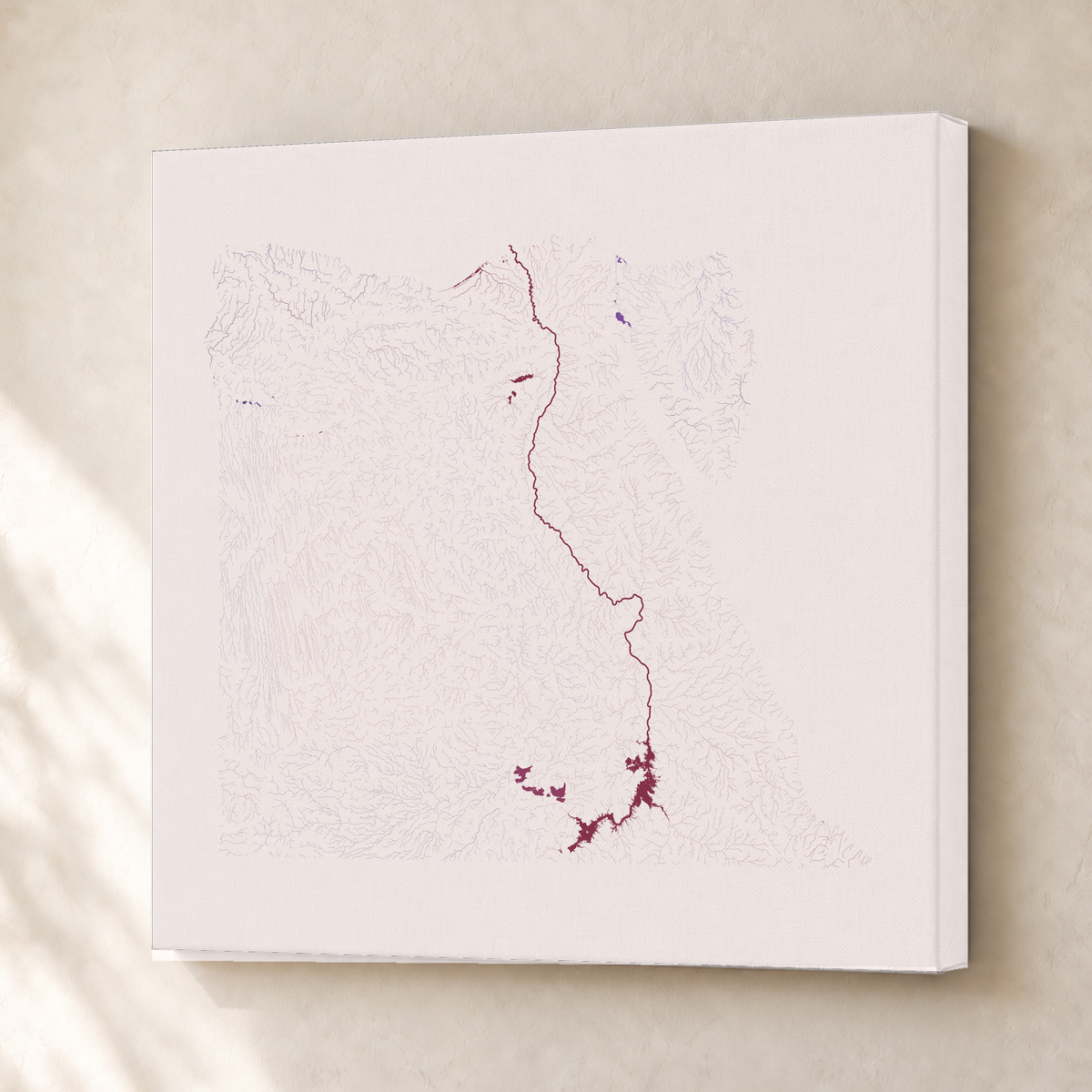 Beautiful Rivers — Egito — Ameixa e rosé, Canvas · 50 × 50 cm, Sem margem