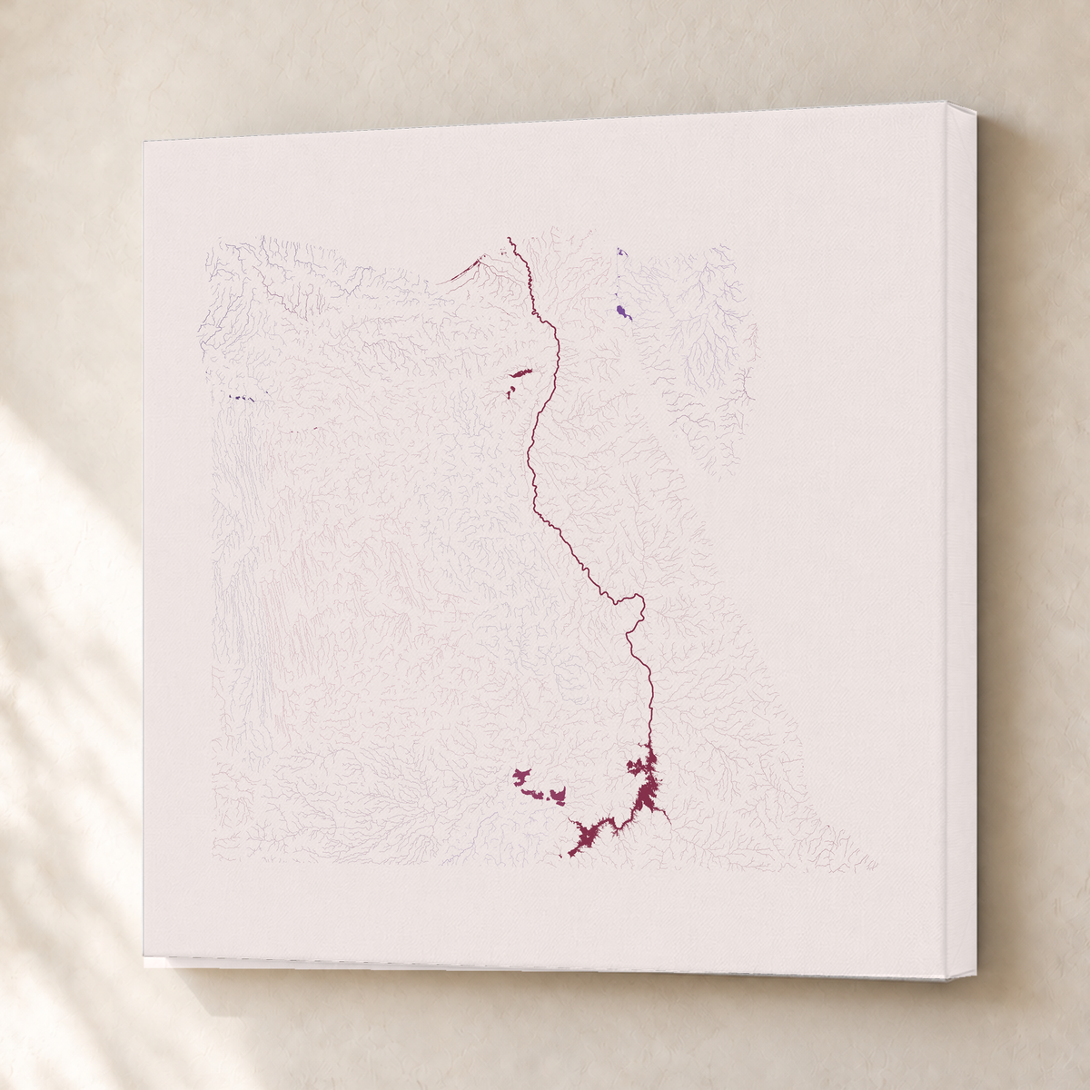 Beautiful Rivers — Egito — Ameixa e rosé, Canvas · 76 × 76 cm, Sem margem