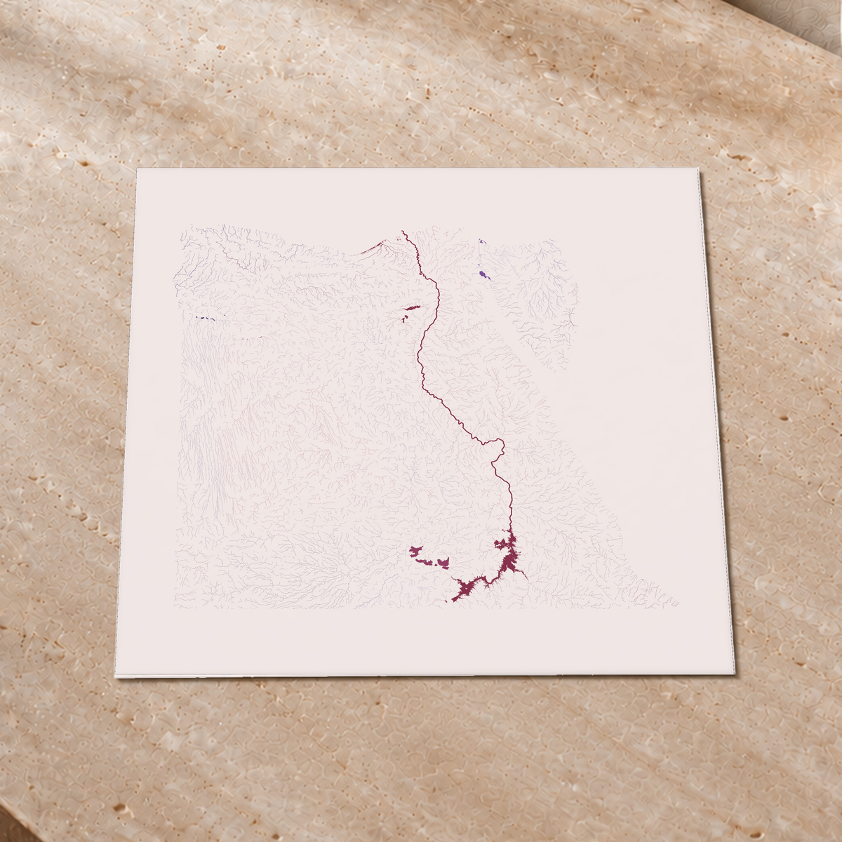 Beautiful Rivers — Egito — Ameixa e rosé, Impressão fine art · 50 × 50 cm, Sem margem