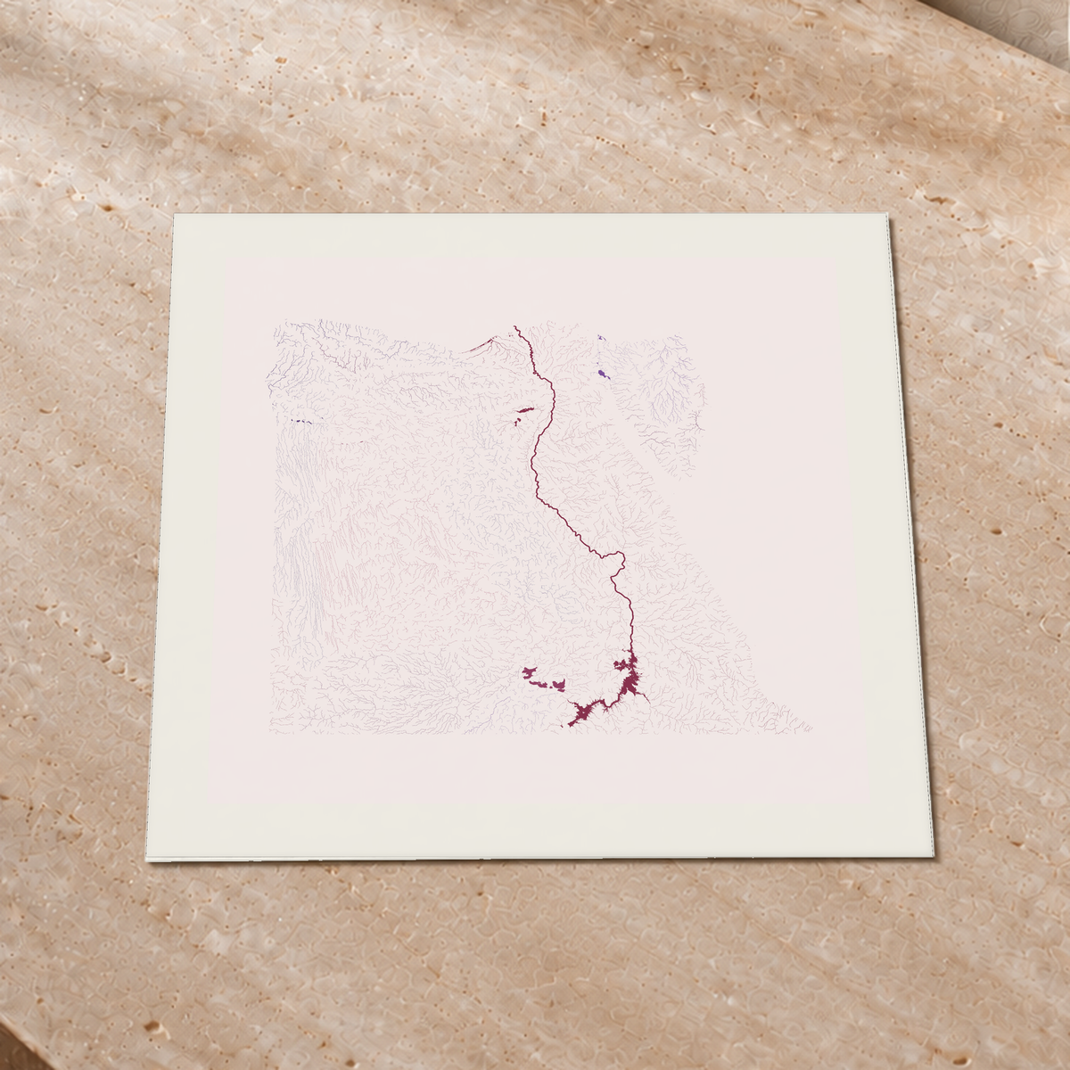 Beautiful Rivers — Egito — Ameixa e rosé, Impressão fine art · 50 × 50 cm, Margem branca