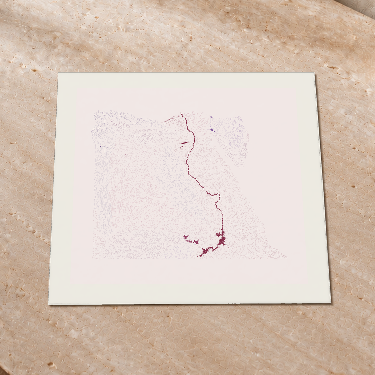 Beautiful Rivers — Egito — Ameixa e rosé, Impressão fine art · 76 × 76 cm, Margem branca