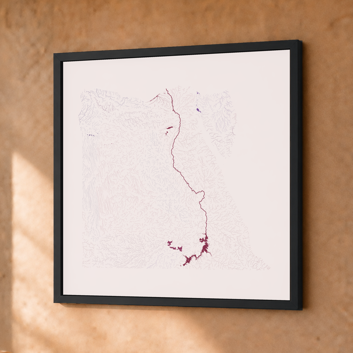 Beautiful Rivers — Egito — Ameixa e rosé, Fine art emoldurado · 30 × 30 cm, Preto · Sem margem