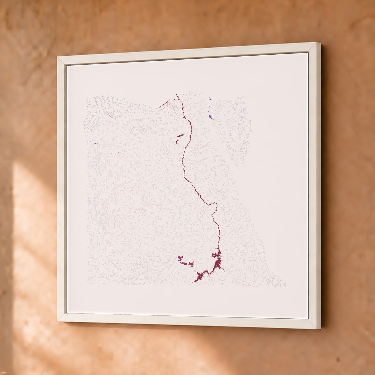 Beautiful Rivers — Egito — Ameixa e rosé, Fine art emoldurado · 30 × 30 cm, Branco · Sem margem