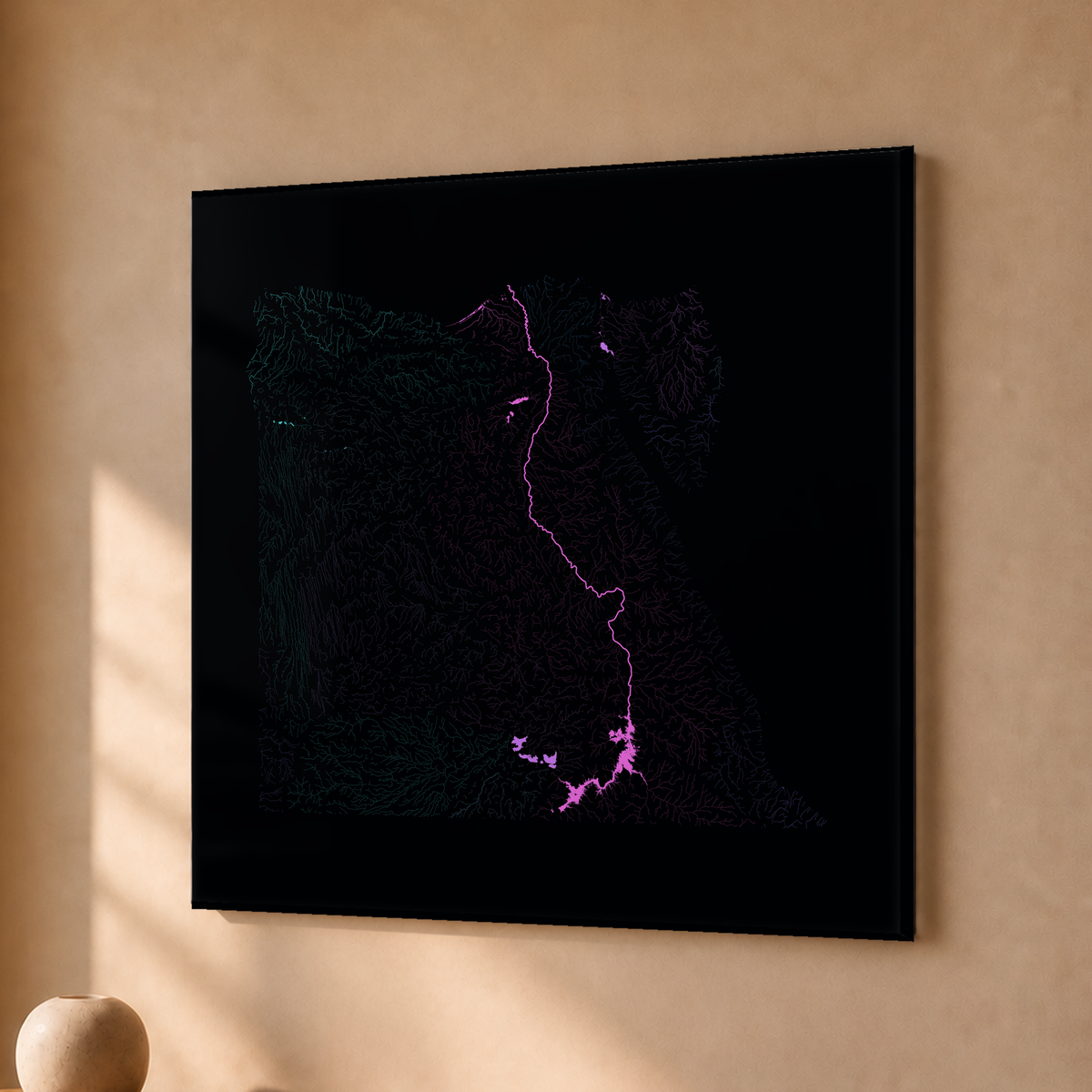 Beautiful Rivers — Egito — Neon hidrográfico, Acrílico · 30 × 30 cm, Sem margem