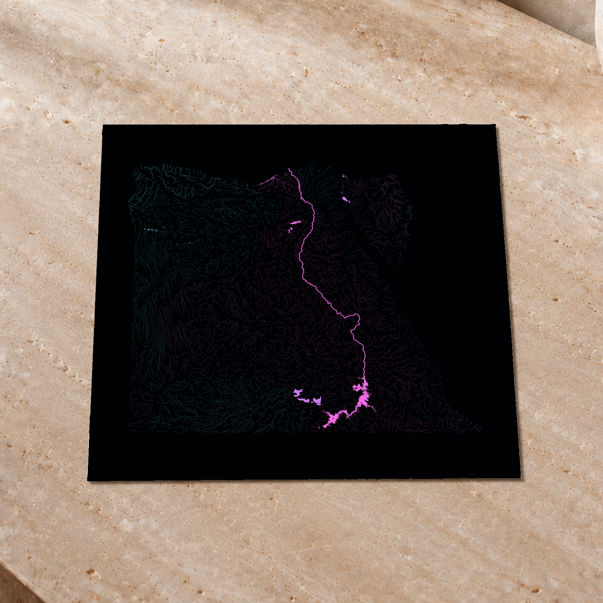 Beautiful Rivers — Egito — Neon hidrográfico, Impressão fine art · 30 × 30 cm, Sem margem