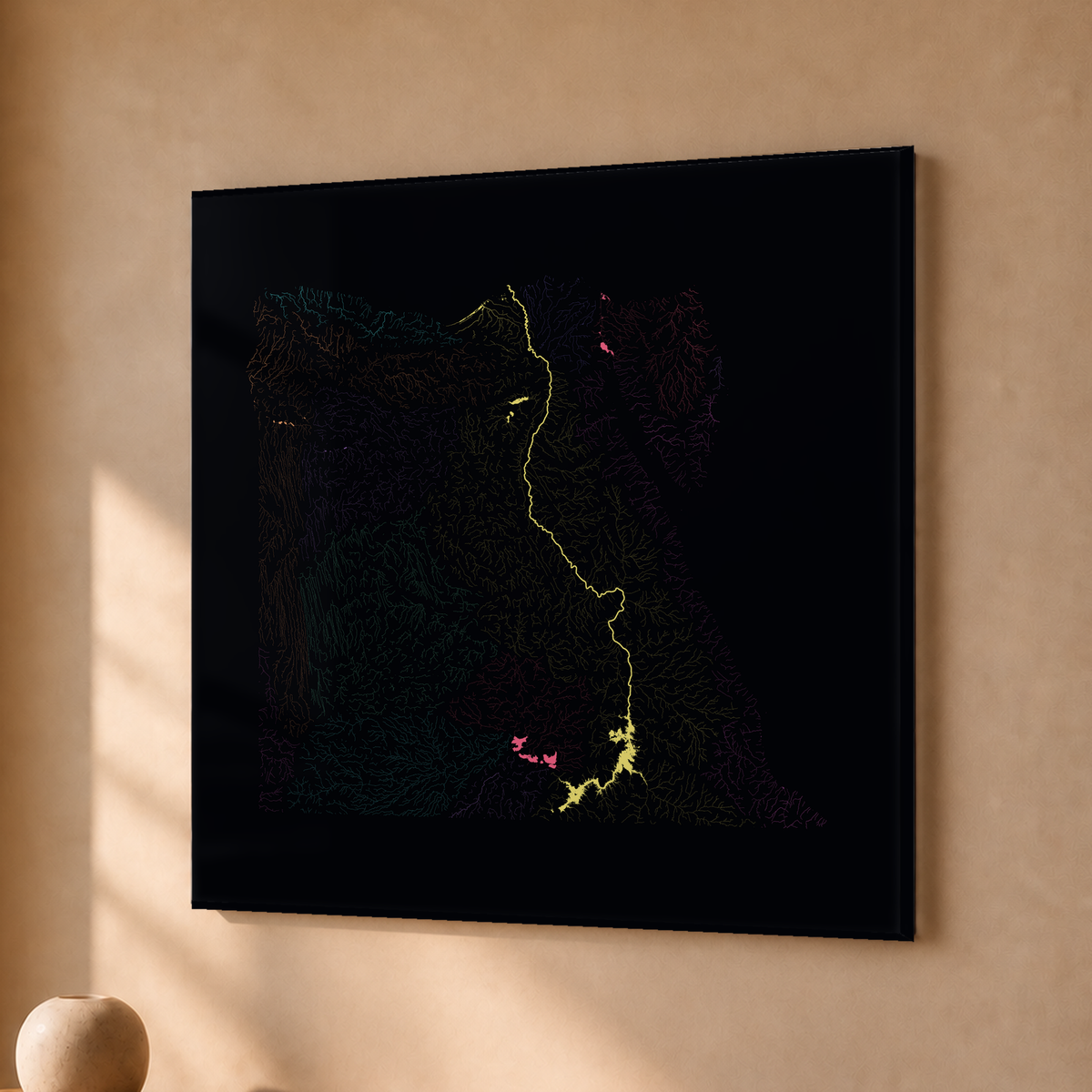 Beautiful Rivers — Egito — Neon por território, Acrílico · 30 × 30 cm, Sem margem