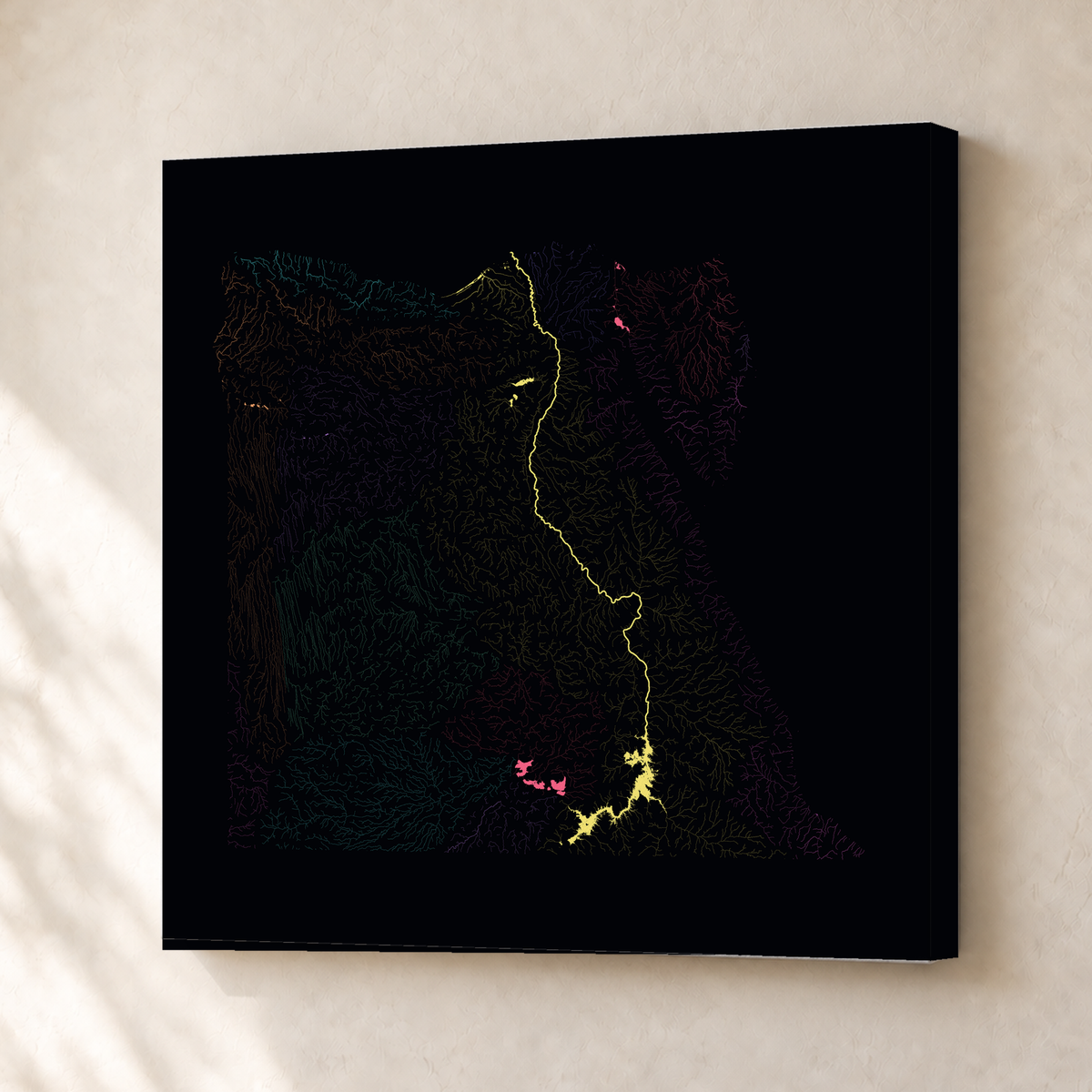 Beautiful Rivers — Egito — Neon por território, Canvas · 30 × 30 cm, Sem margem
