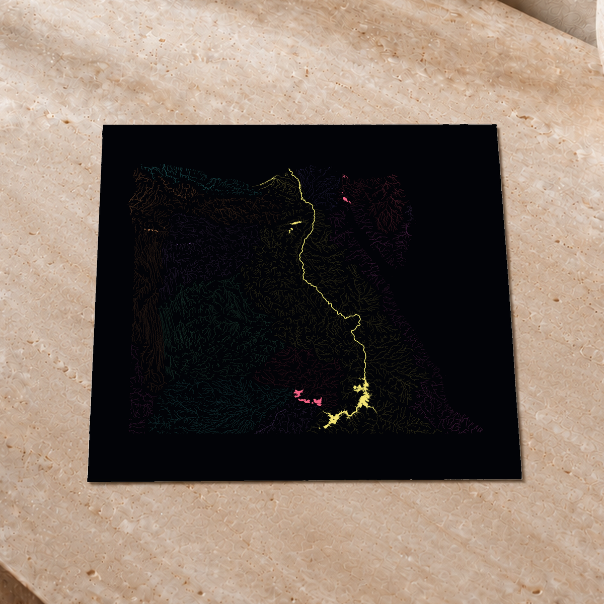 Beautiful Rivers — Egito — Neon por território, Impressão fine art · 30 × 30 cm, Sem margem