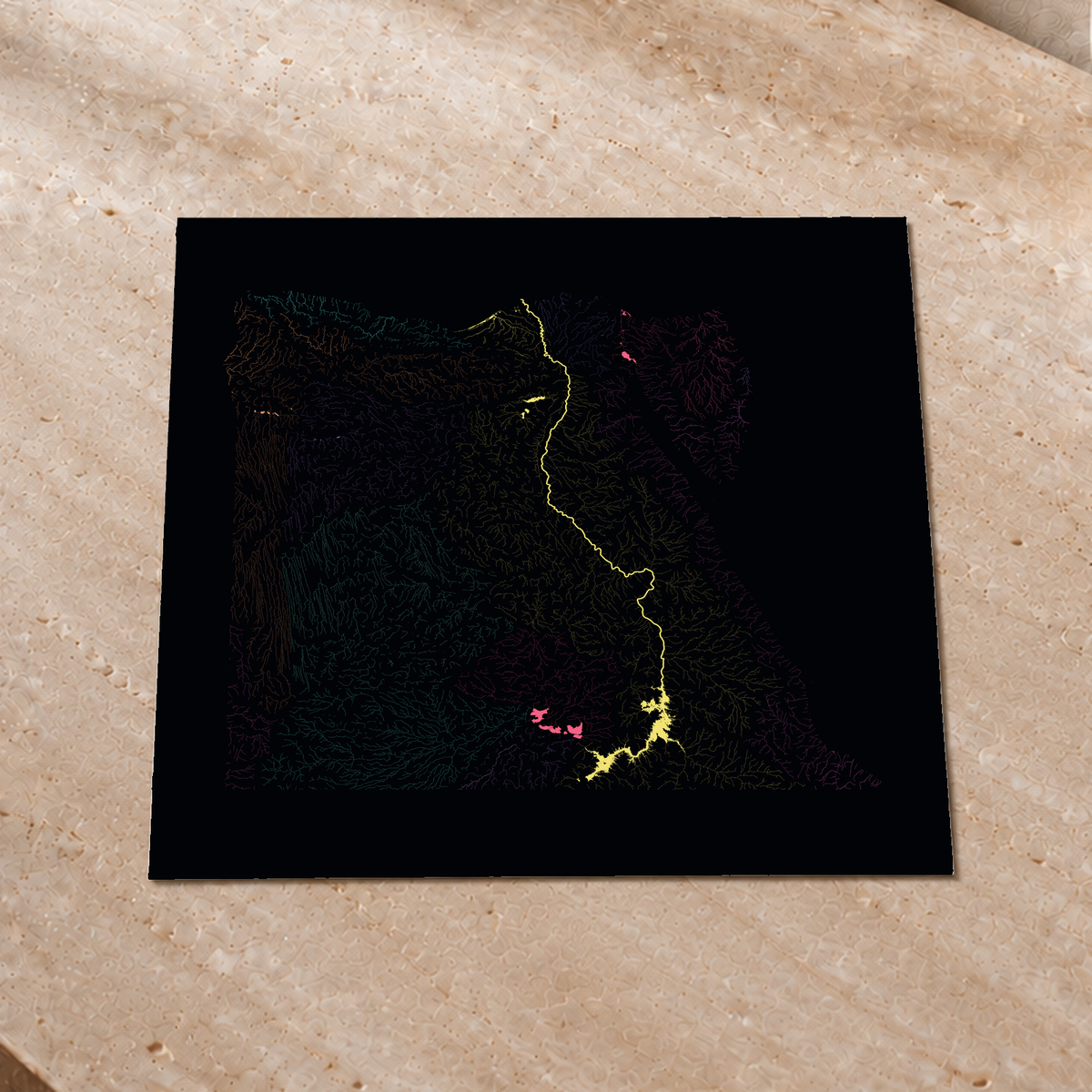 Beautiful Rivers — Egito — Neon por território, Impressão fine art · 50 × 50 cm, Sem margem