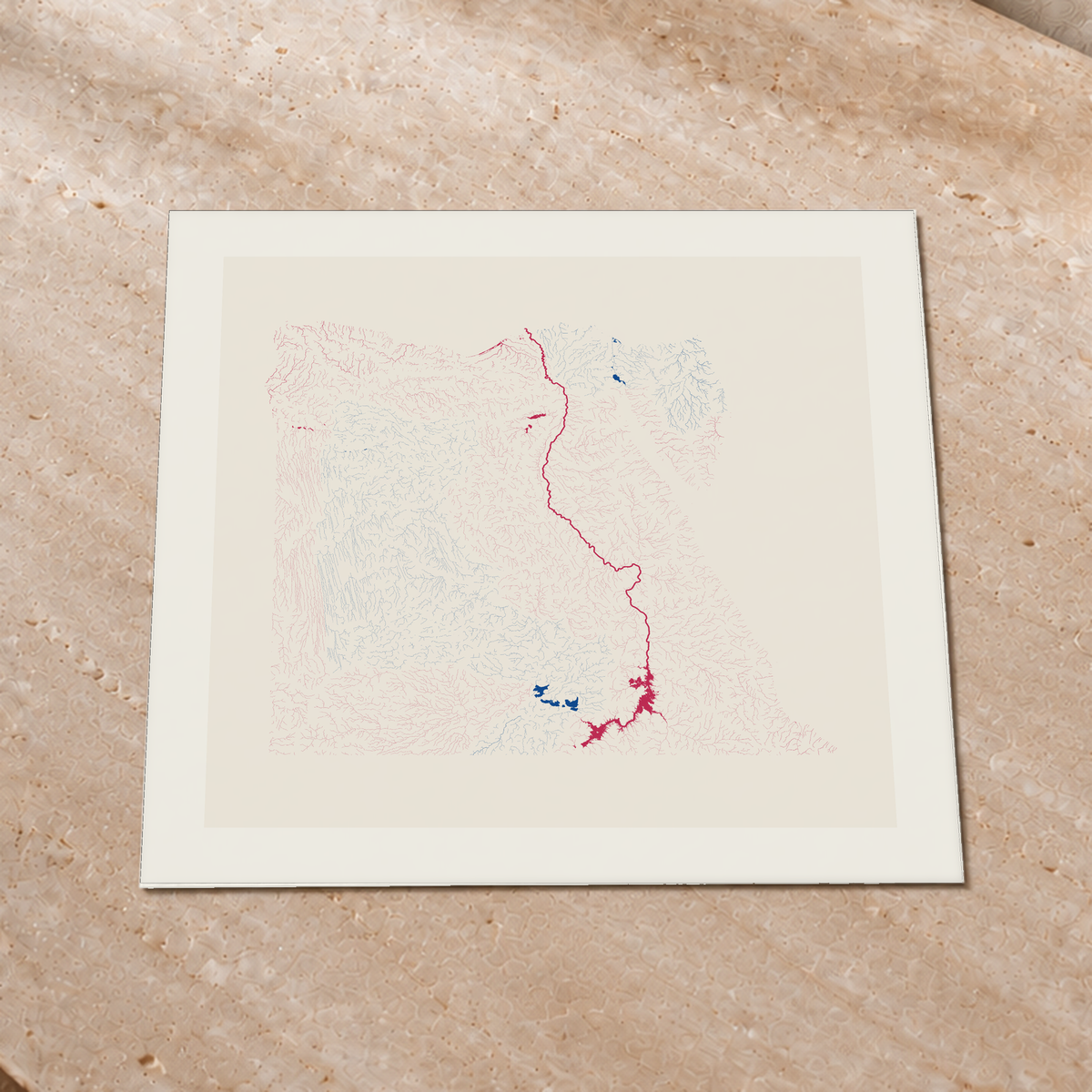 Beautiful Rivers — Egito — Risografia, Impressão fine art · 76 × 76 cm, Margem branca
