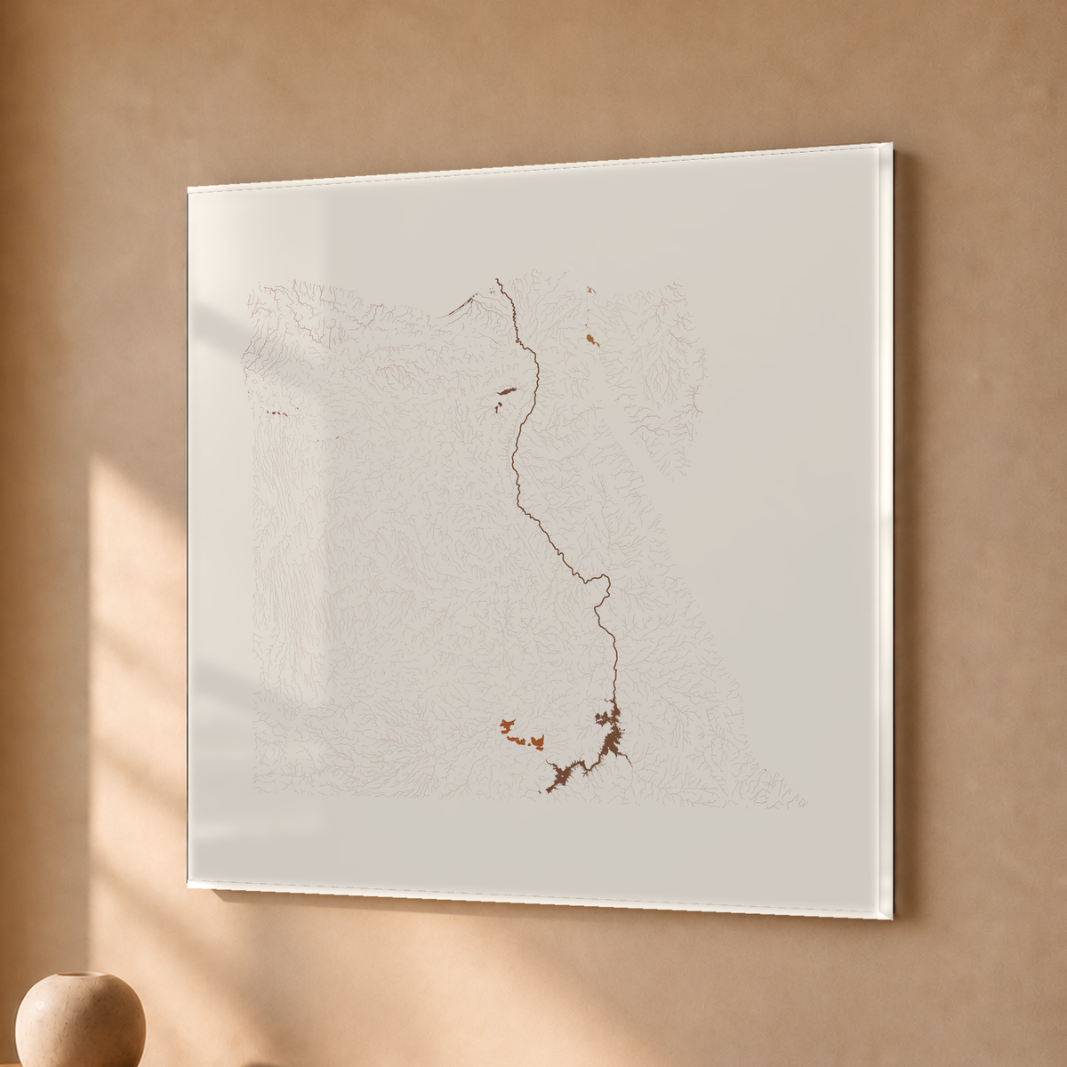 Beautiful Rivers — Egito — Terracota e areia, Acrílico · 30 × 30 cm, Sem margem