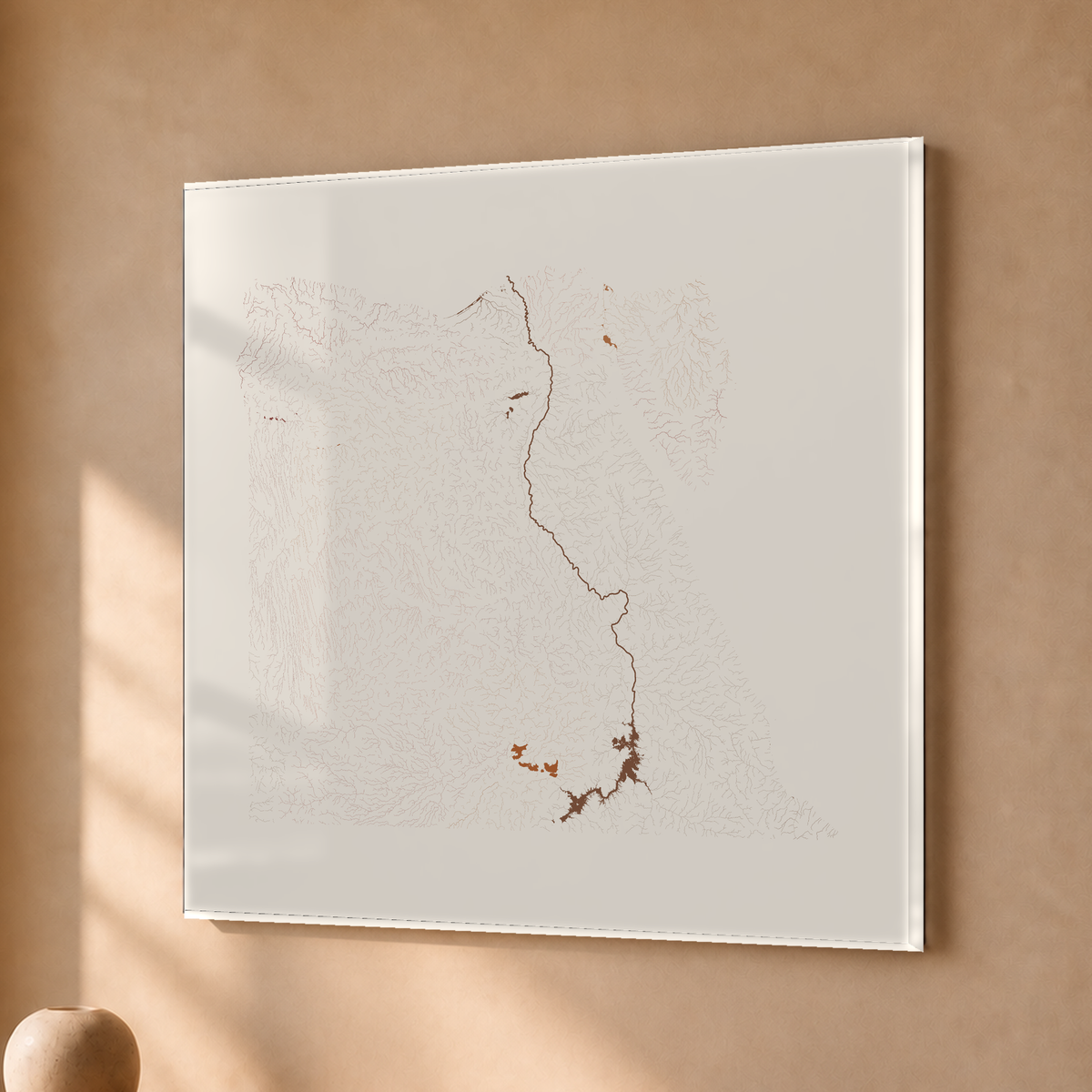 Beautiful Rivers — Egito — Terracota e areia, Acrílico · 50 × 50 cm, Sem margem