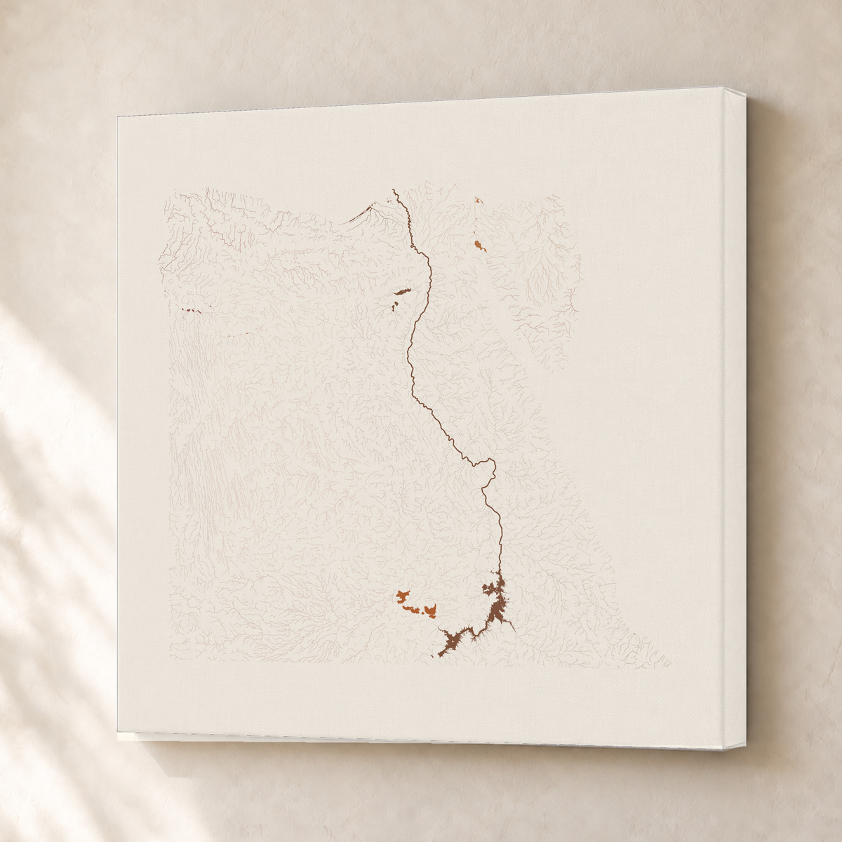 Beautiful Rivers — Egito — Terracota e areia, Canvas · 50 × 50 cm, Sem margem