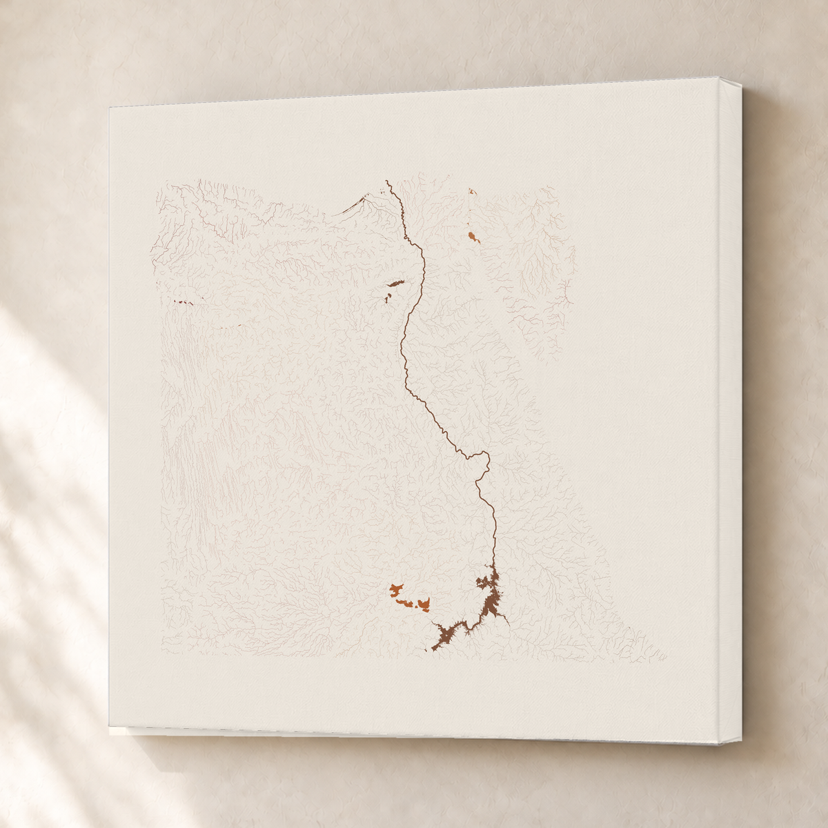 Beautiful Rivers — Egito — Terracota e areia, Canvas · 76 × 76 cm, Sem margem