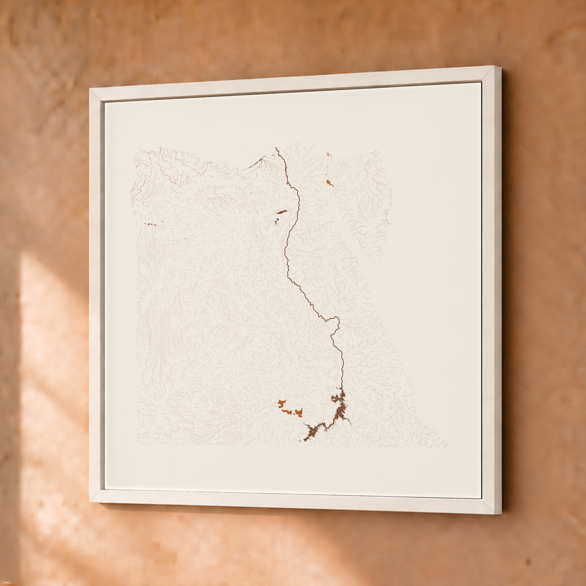 Beautiful Rivers — Egito — Terracota e areia, Fine art emoldurado · 30 × 30 cm, Branco · Sem margem