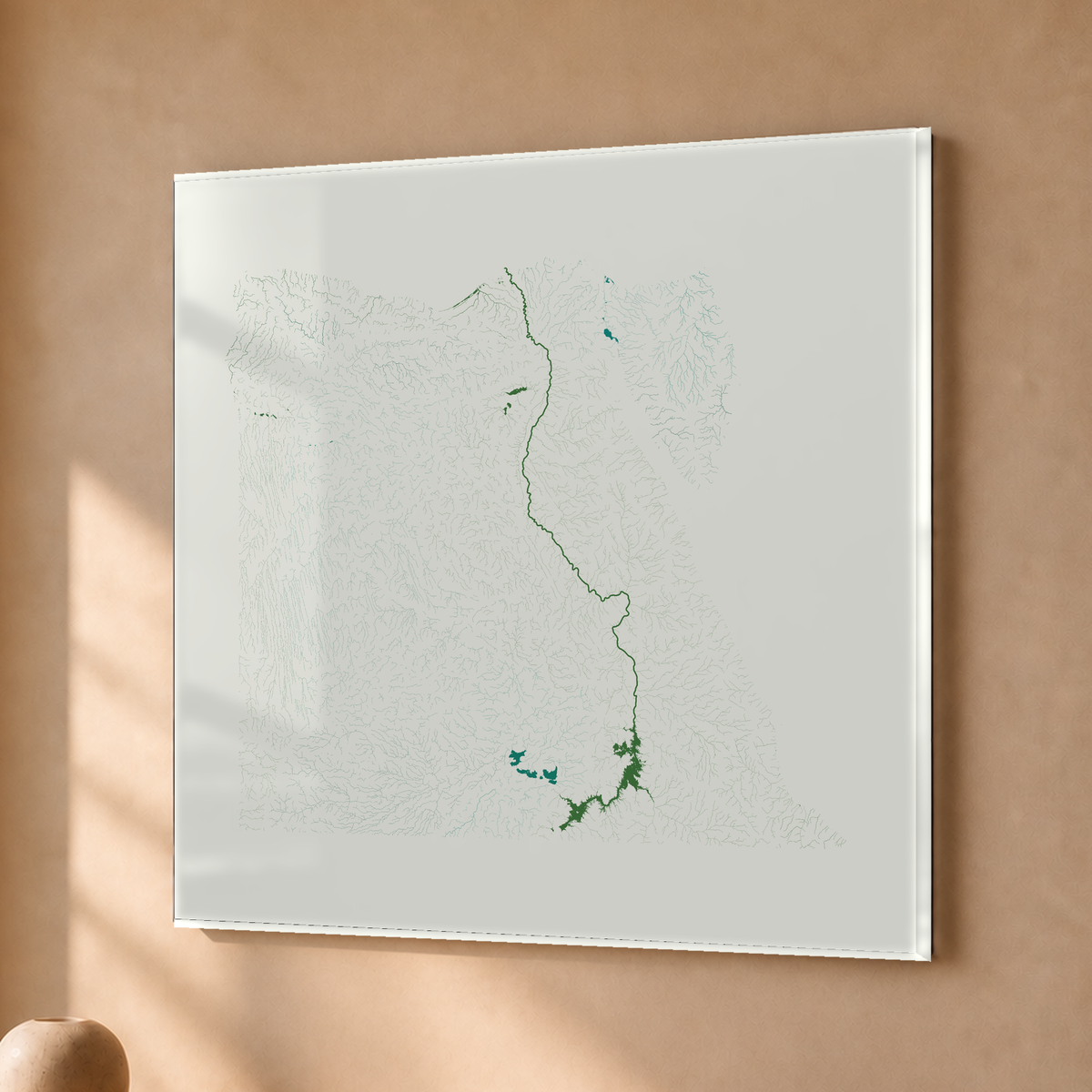 Beautiful Rivers — Egito — Verde jade e porcelana, Acrílico · 76 × 76 cm, Sem margem