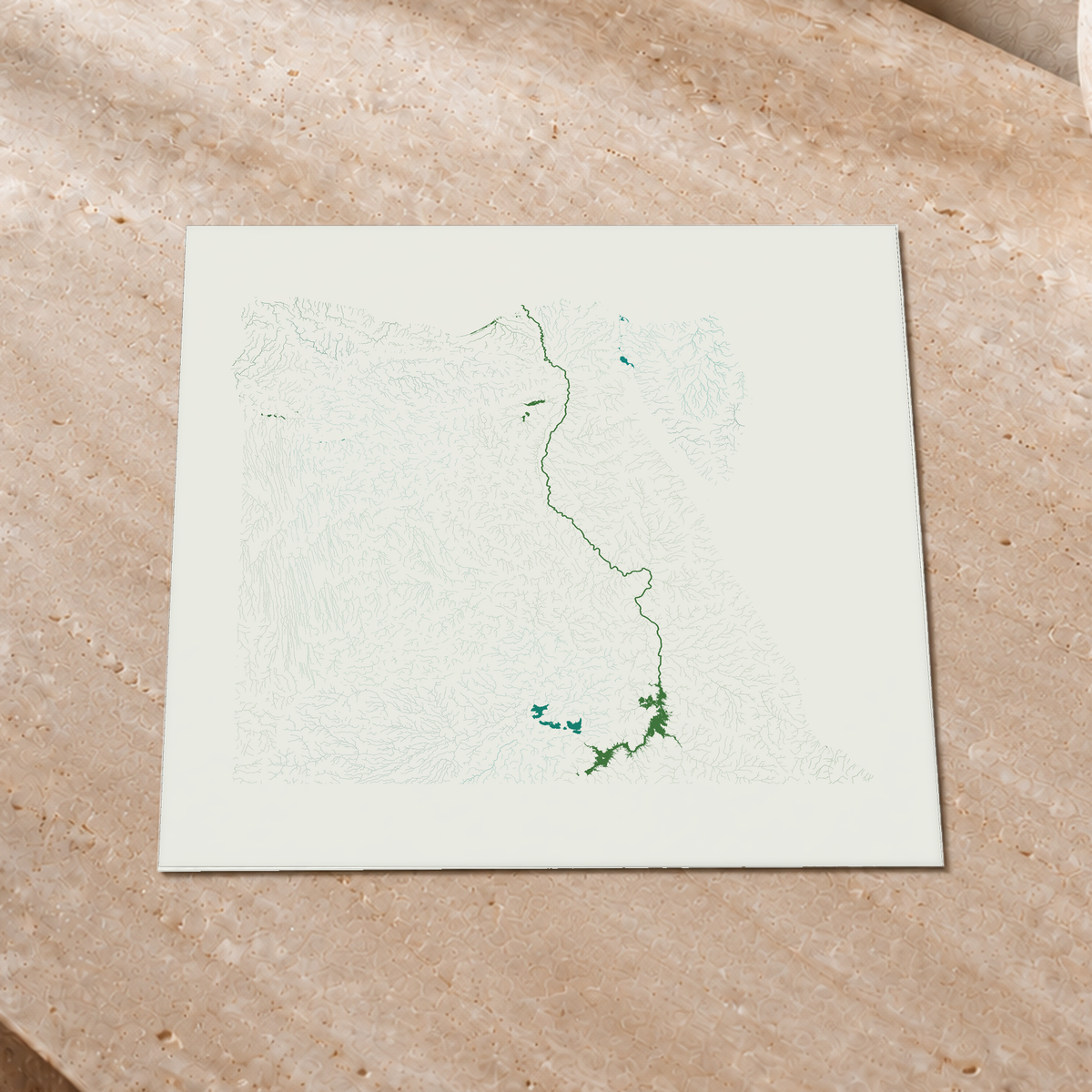 Beautiful Rivers — Egito — Verde jade e porcelana, Impressão fine art · 30 × 30 cm, Sem margem