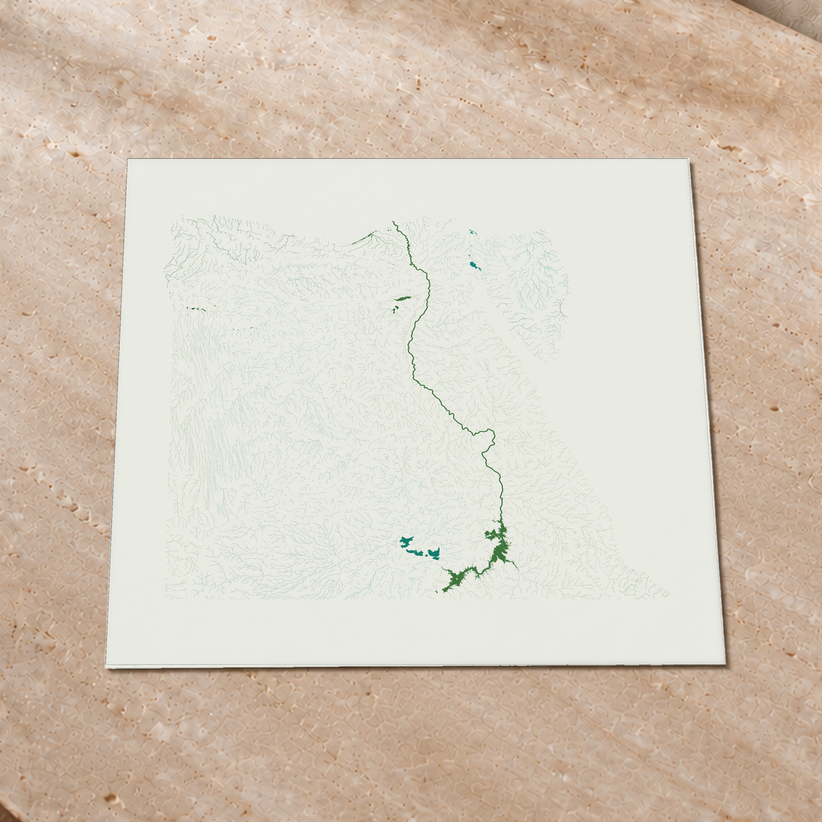 Beautiful Rivers — Egito — Verde jade e porcelana, Impressão fine art · 76 × 76 cm, Sem margem