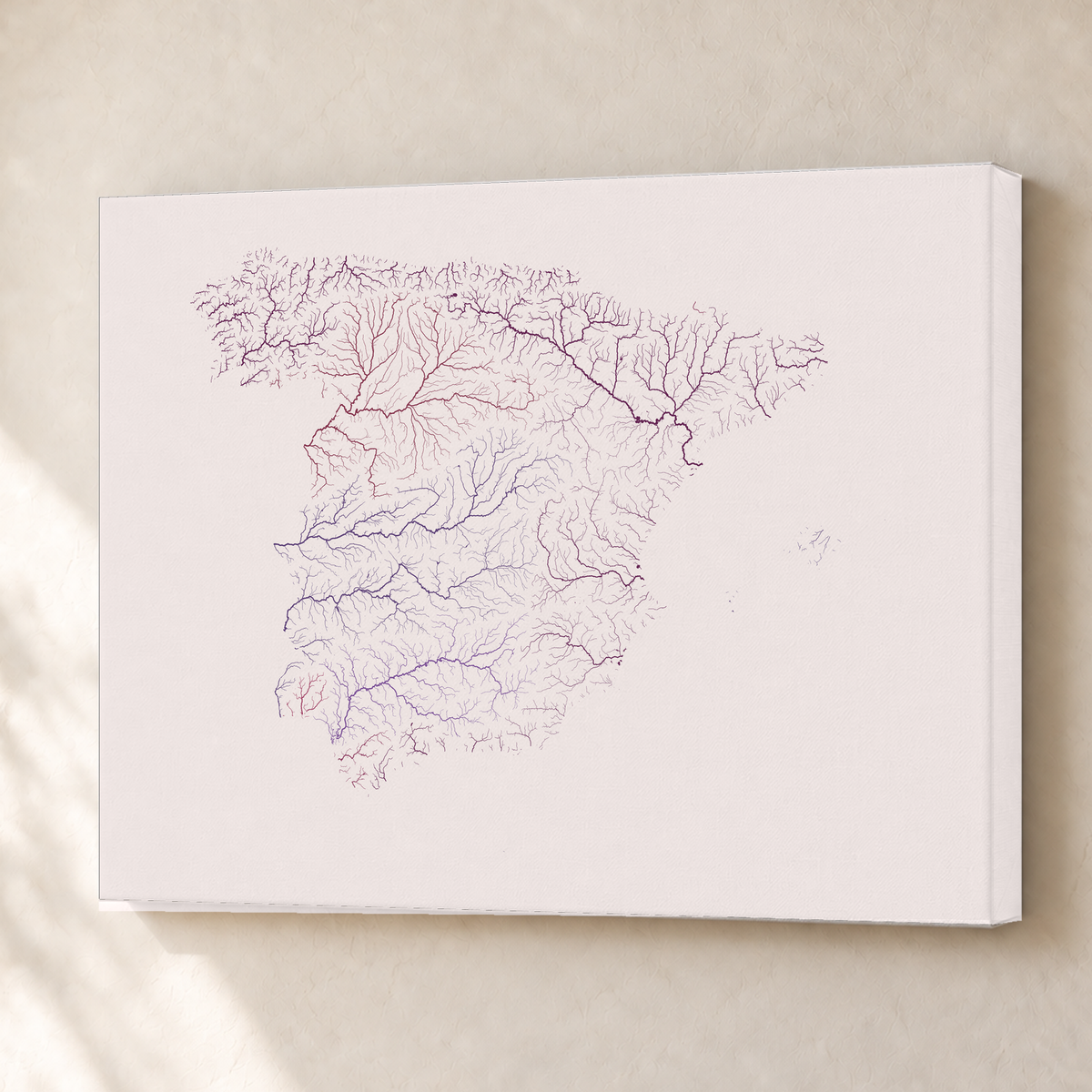 Beautiful Rivers — Espanha — Ameixa e rosé, Canvas · 45 × 60 cm, Sem margem